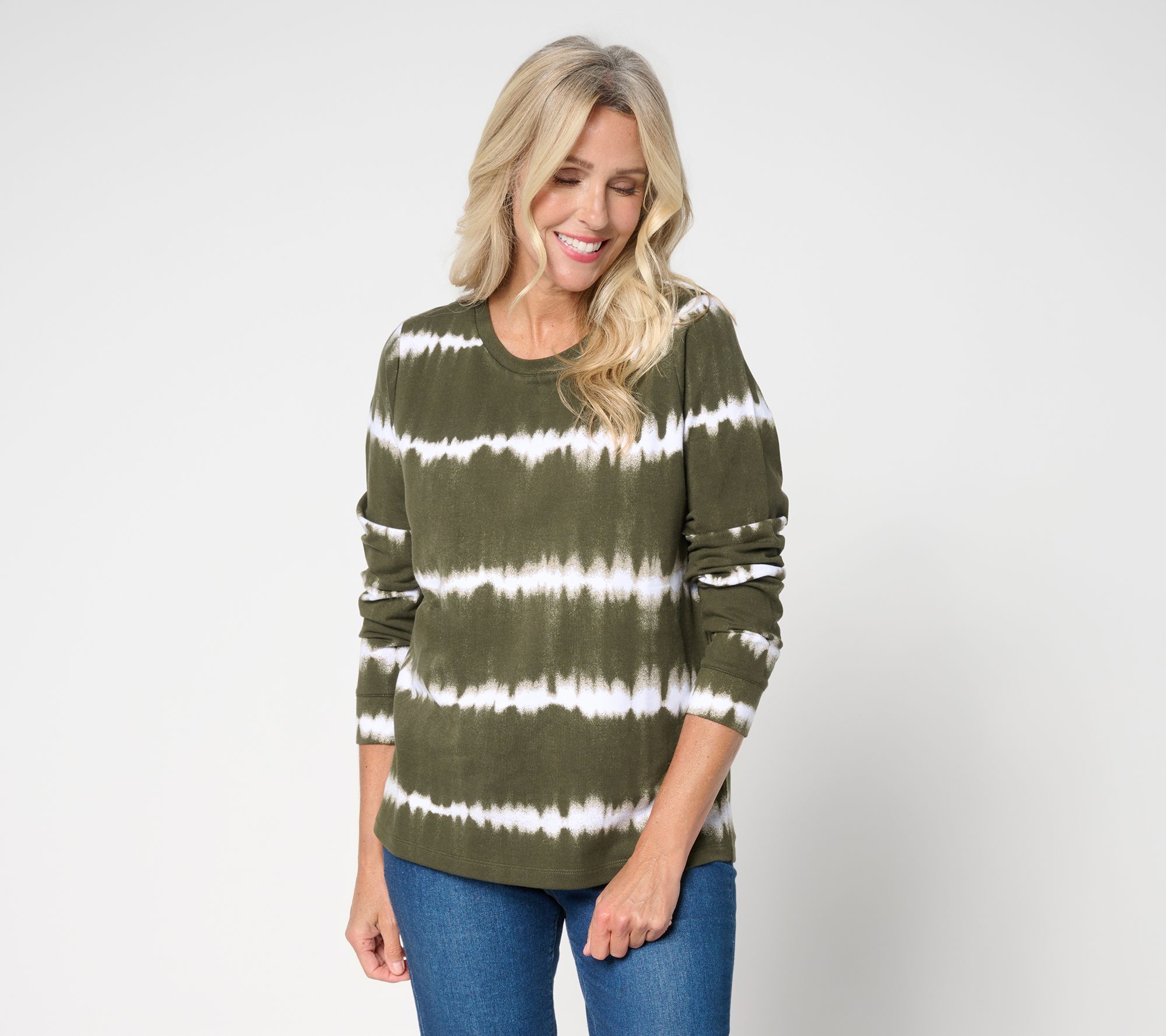 Denim & Co. Tie-Dye French Terry Long-Sleeve Sweatshirt