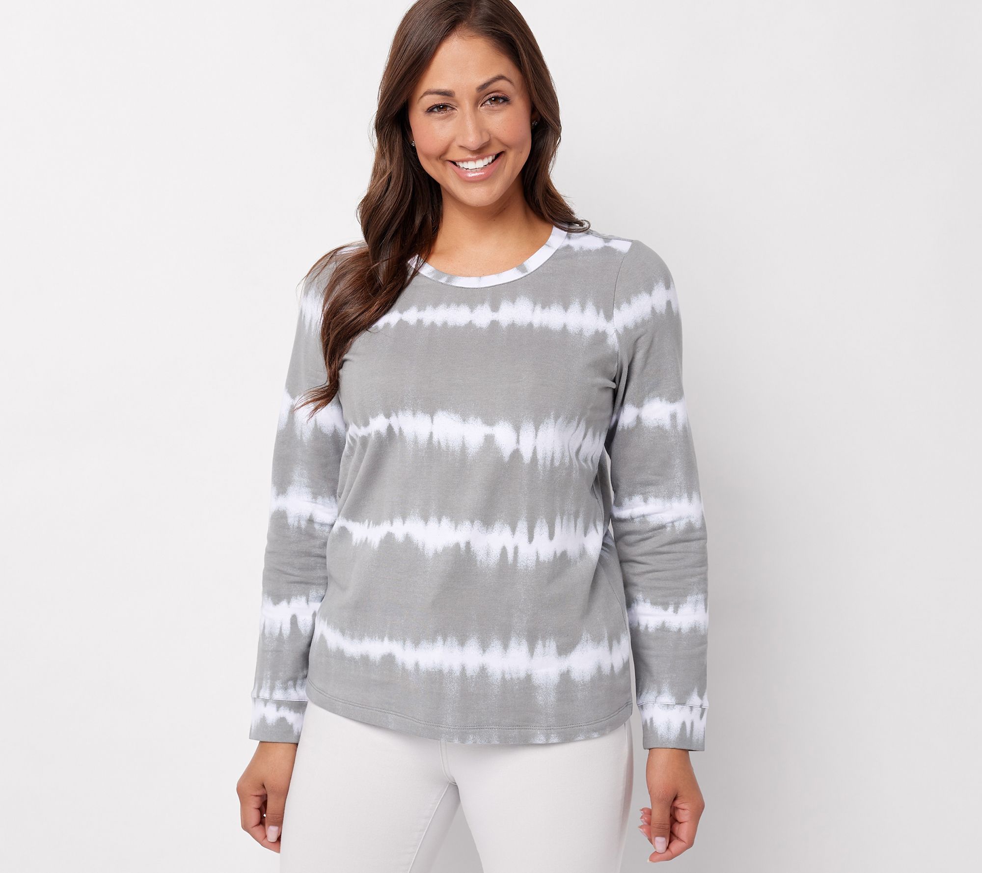 Denim & Co. Tie-Dye French Terry Long-Sleeve Sweatshirt