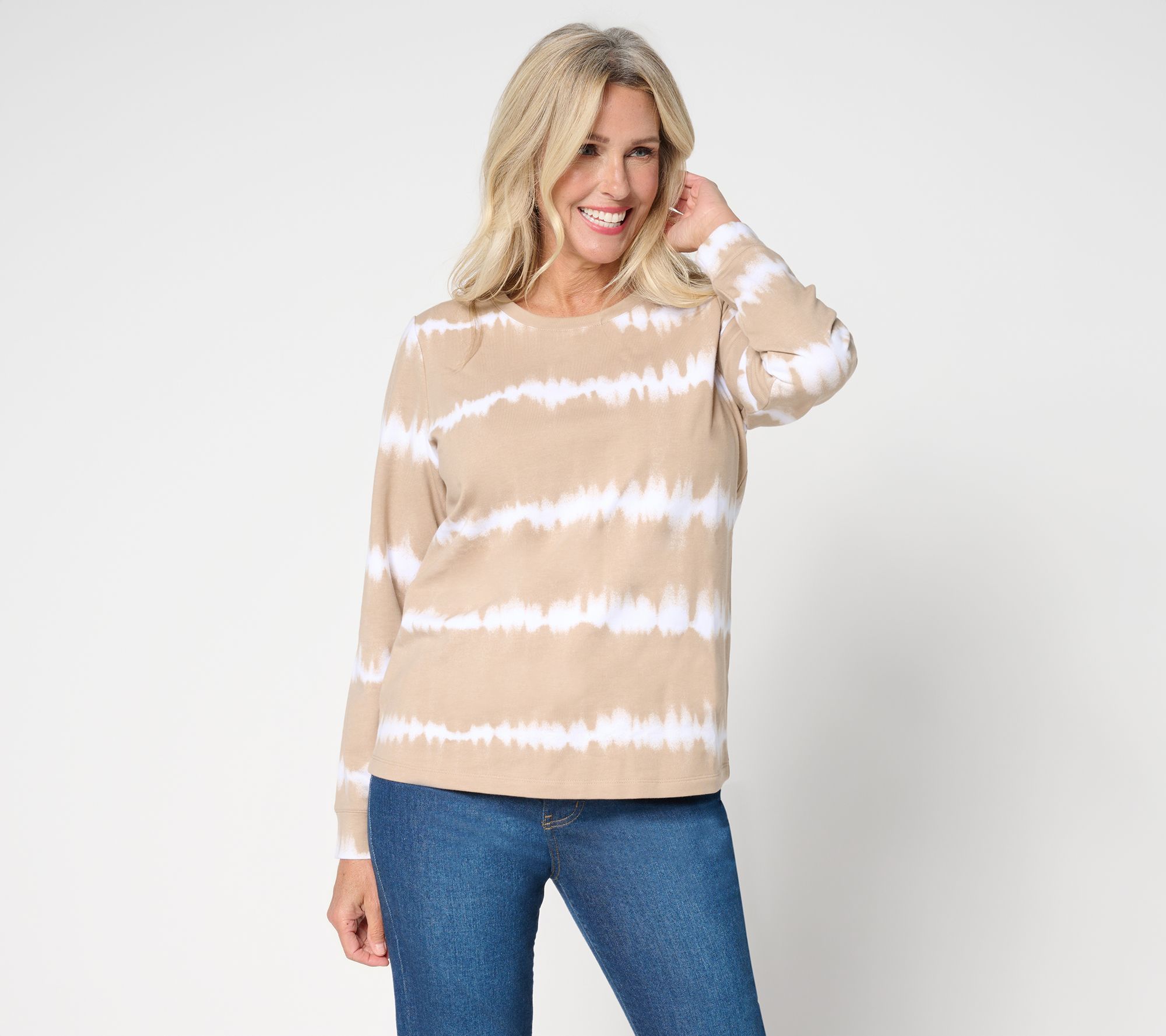 Denim & Co. Tie-Dye French Terry Long-Sleeve Sweatshirt