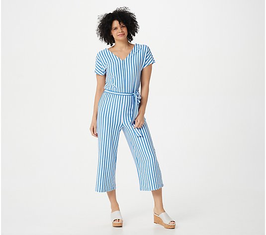 AnyBody Textured Knit Tie Front Jumpsuit
