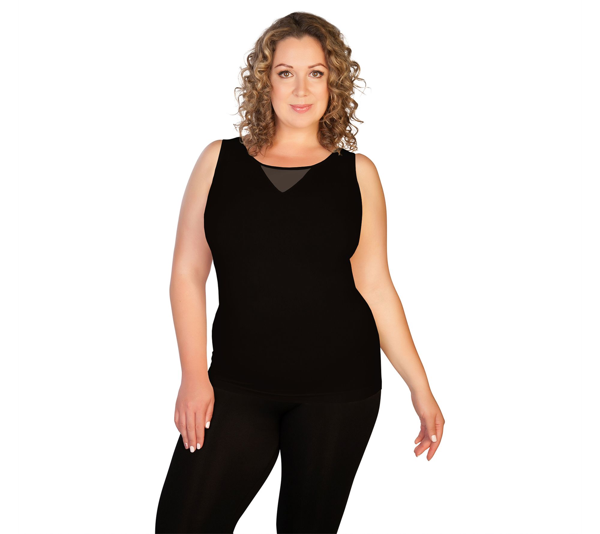 skinnytees Plus Mesh V-Neck Tank