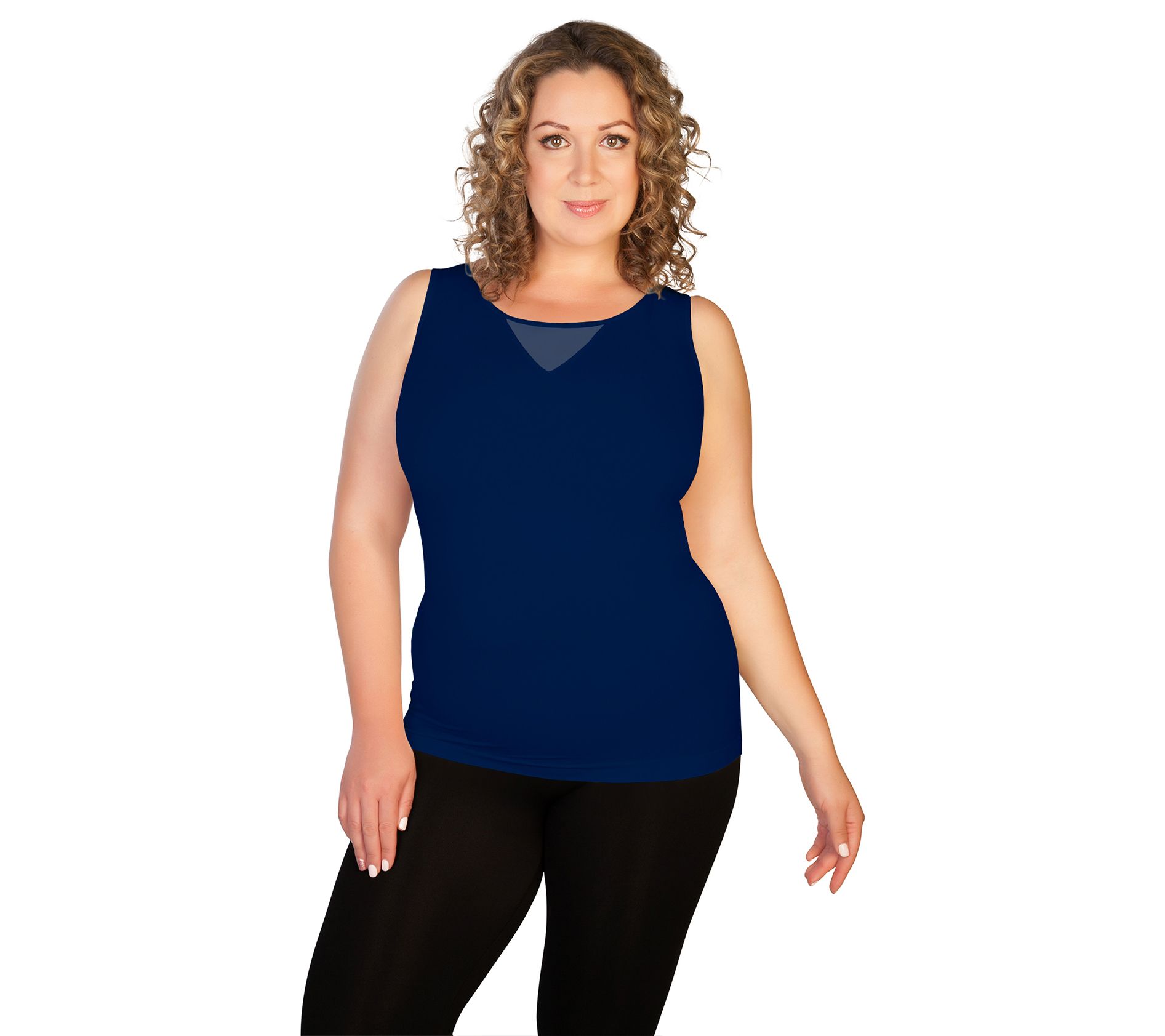 skinnytees Plus Mesh V-Neck Tank