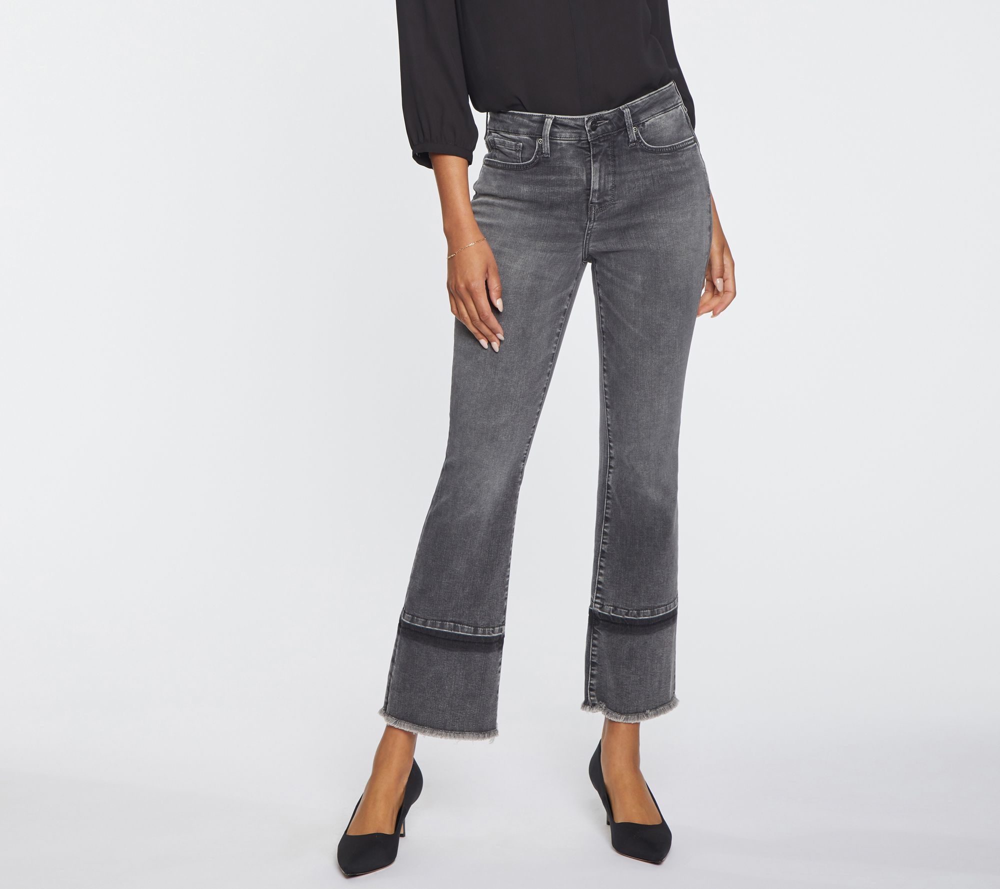 NYDJ Fiona Slim Flare Jeans with Fray Hem- Nobelle - QVC.com