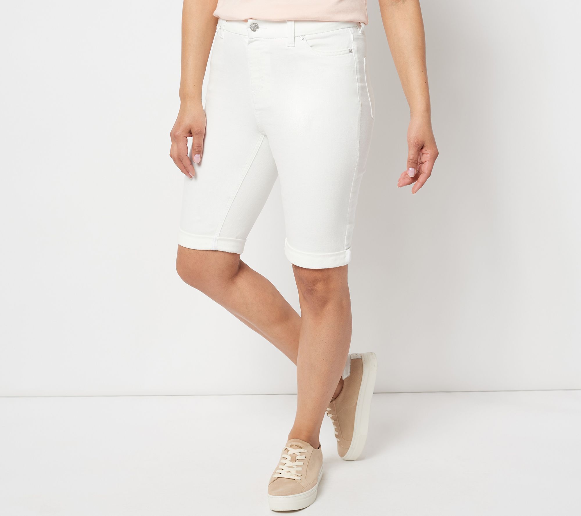 Denim & Co. Regular Easy Stretch Denim Roll Hem Bermuda Short