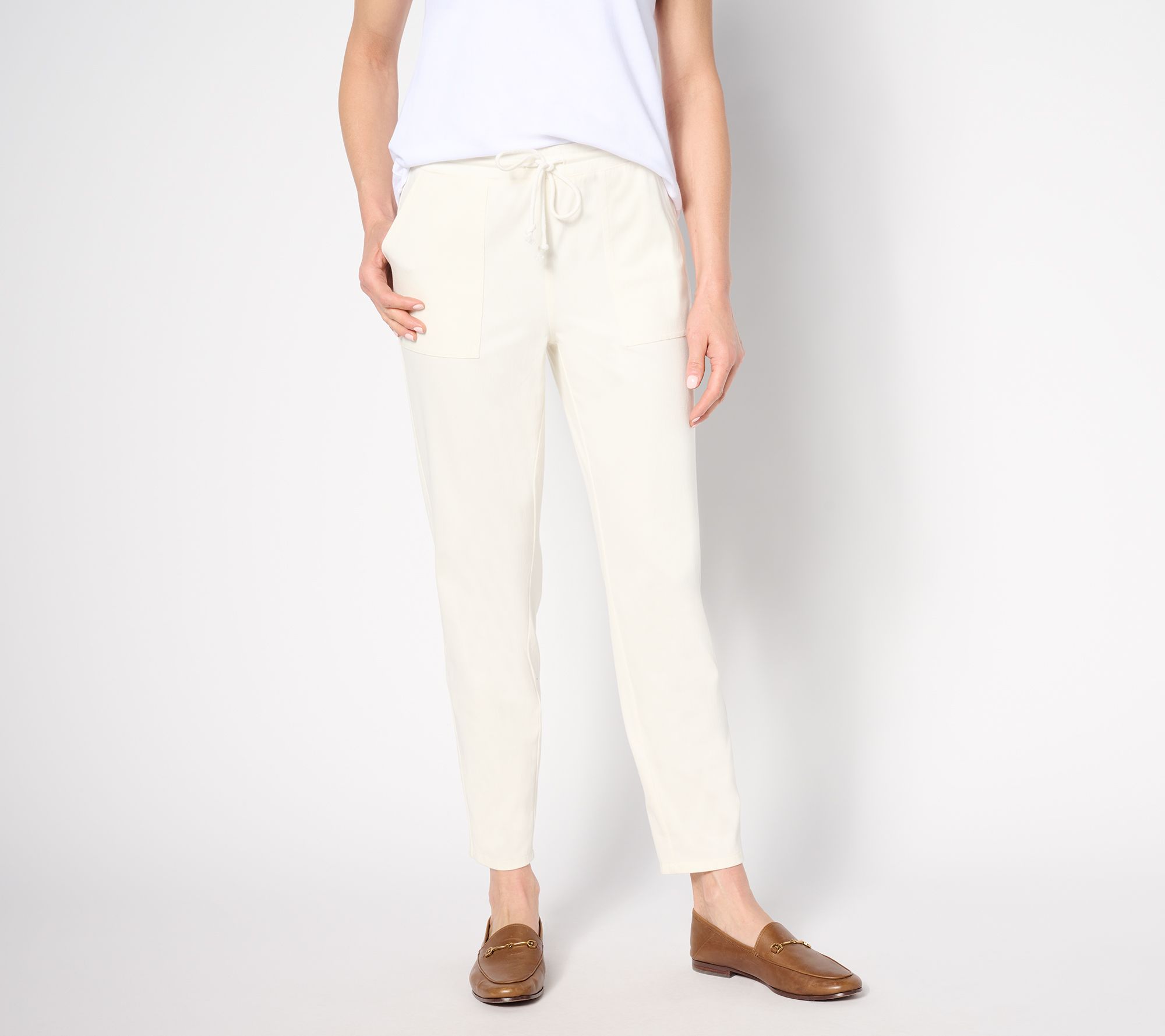 Denim & Co. Tall Comfy Knit Air Denim Tapered Leg Pant w/Pockets