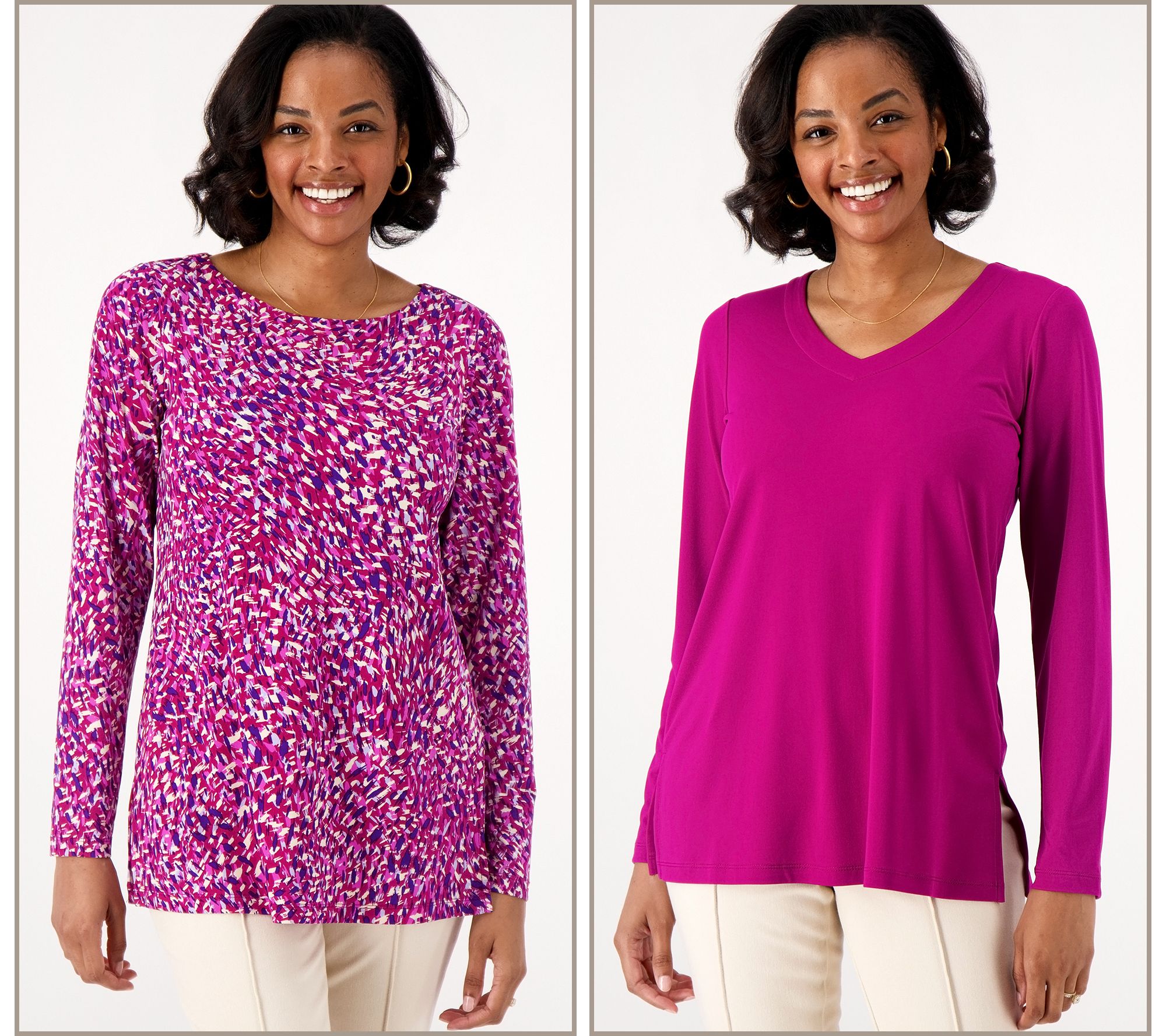 "As Is" Susan Graver Modern Essentials Reg. Liquid Knit Tunic Set