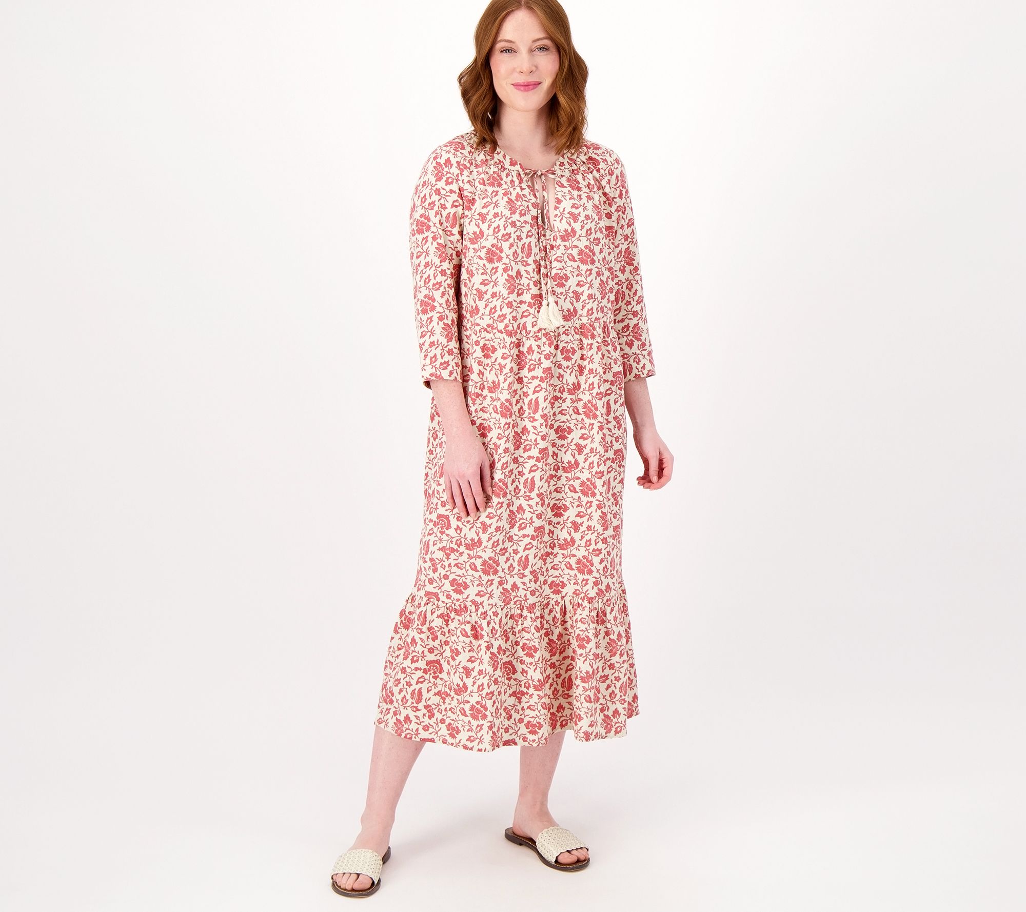 "As Is" Denim & Co. Naturals Printed Regular Midi Dress