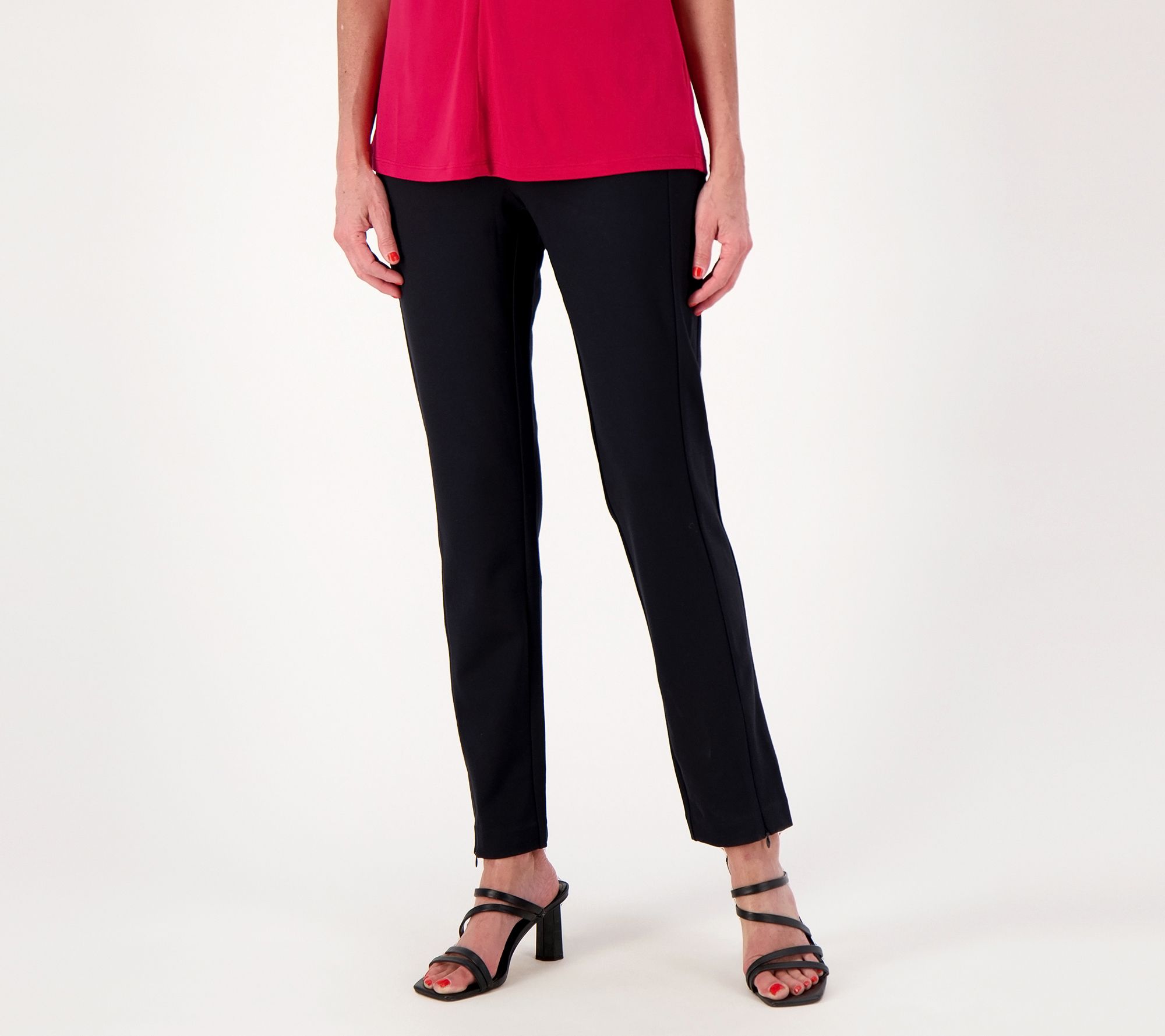 Isaac Mizrahi Live! Soho Petite Ribbed Velour Straight Leg Pant 