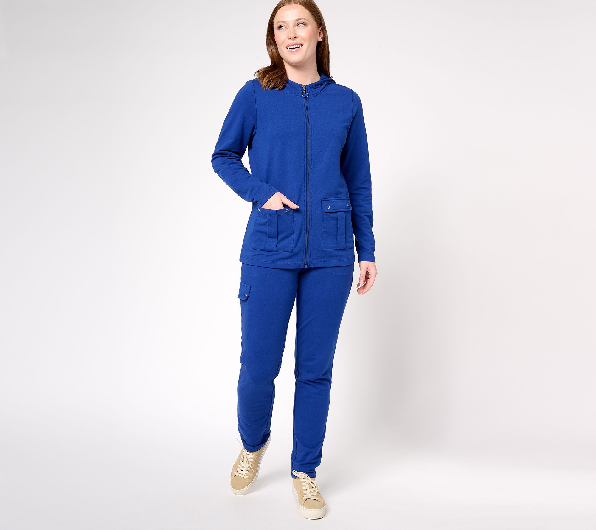 Sport Savvy French Terry Zip-Up Hoodie w/Front Patch Pockets - QVC.com