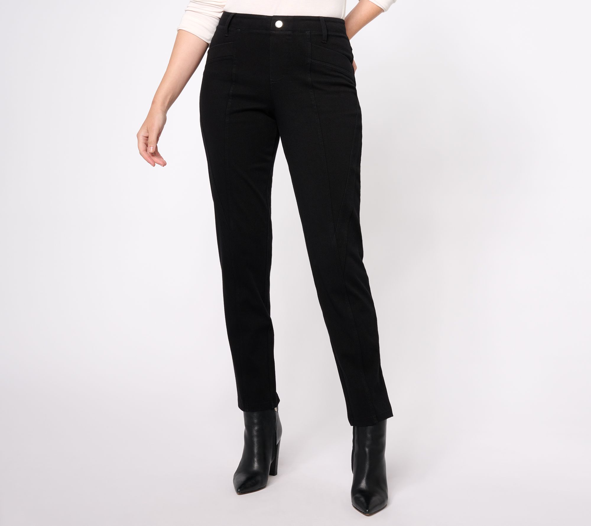 Women with Control Petite Elite Prime Stretch Denim Seamed Pant