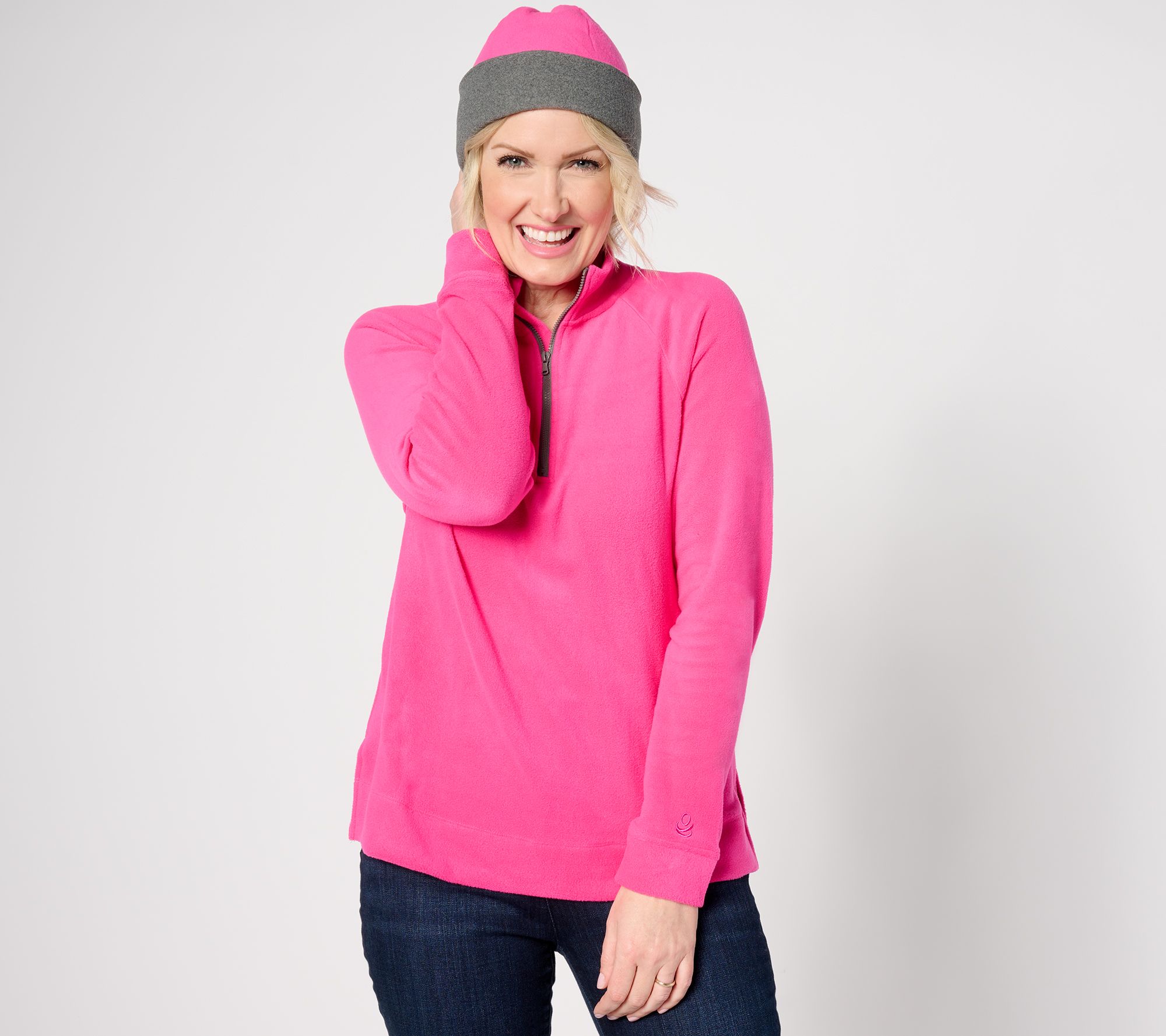 Cuddl Duds Fleecewear with Stretch Pullover and Beanie 