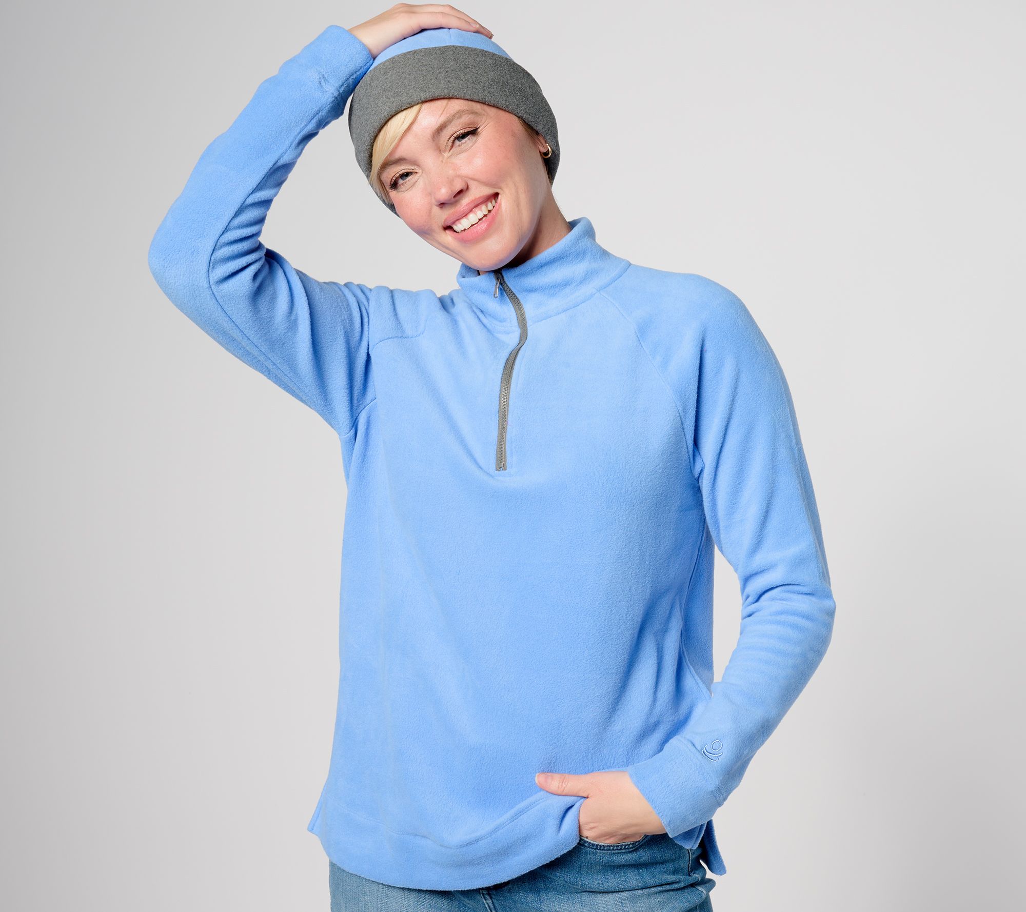 Cuddl Duds Fleecewear with Stretch Pullover and Beanie 