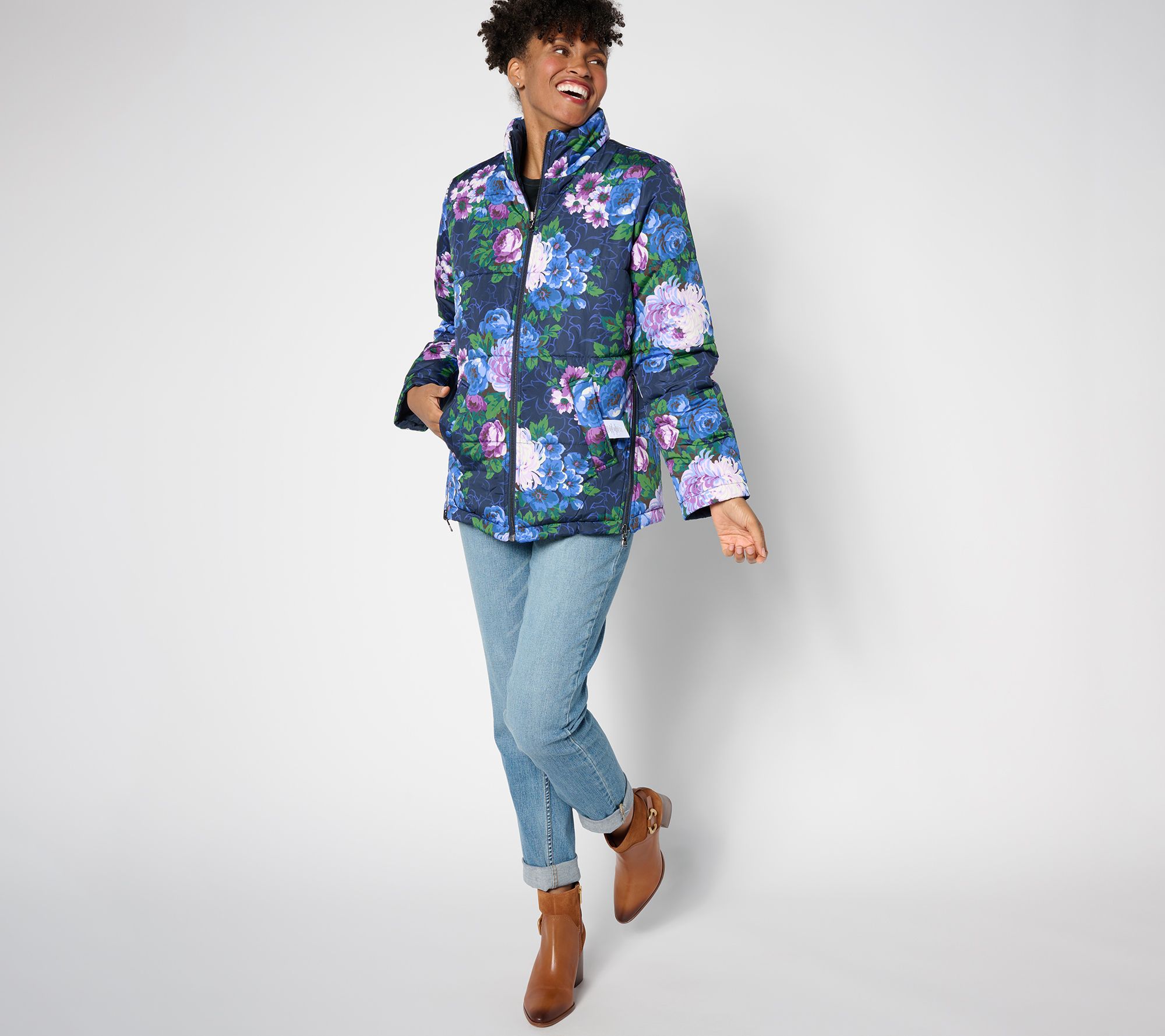 Isaac Mizrahi Live! Printed Reversible Puffer Jacket - QVC.com