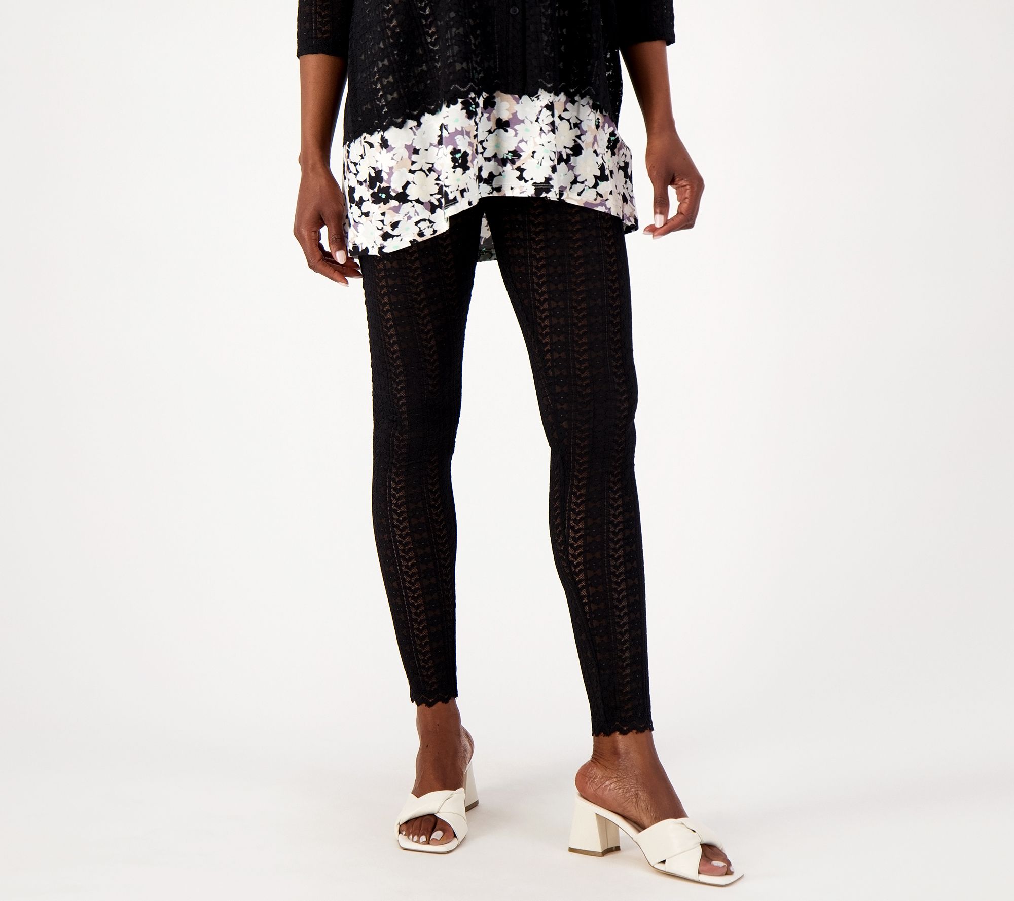 "As Is" LOGO by Lori Goldstein Petite Stretch Lace Leggings