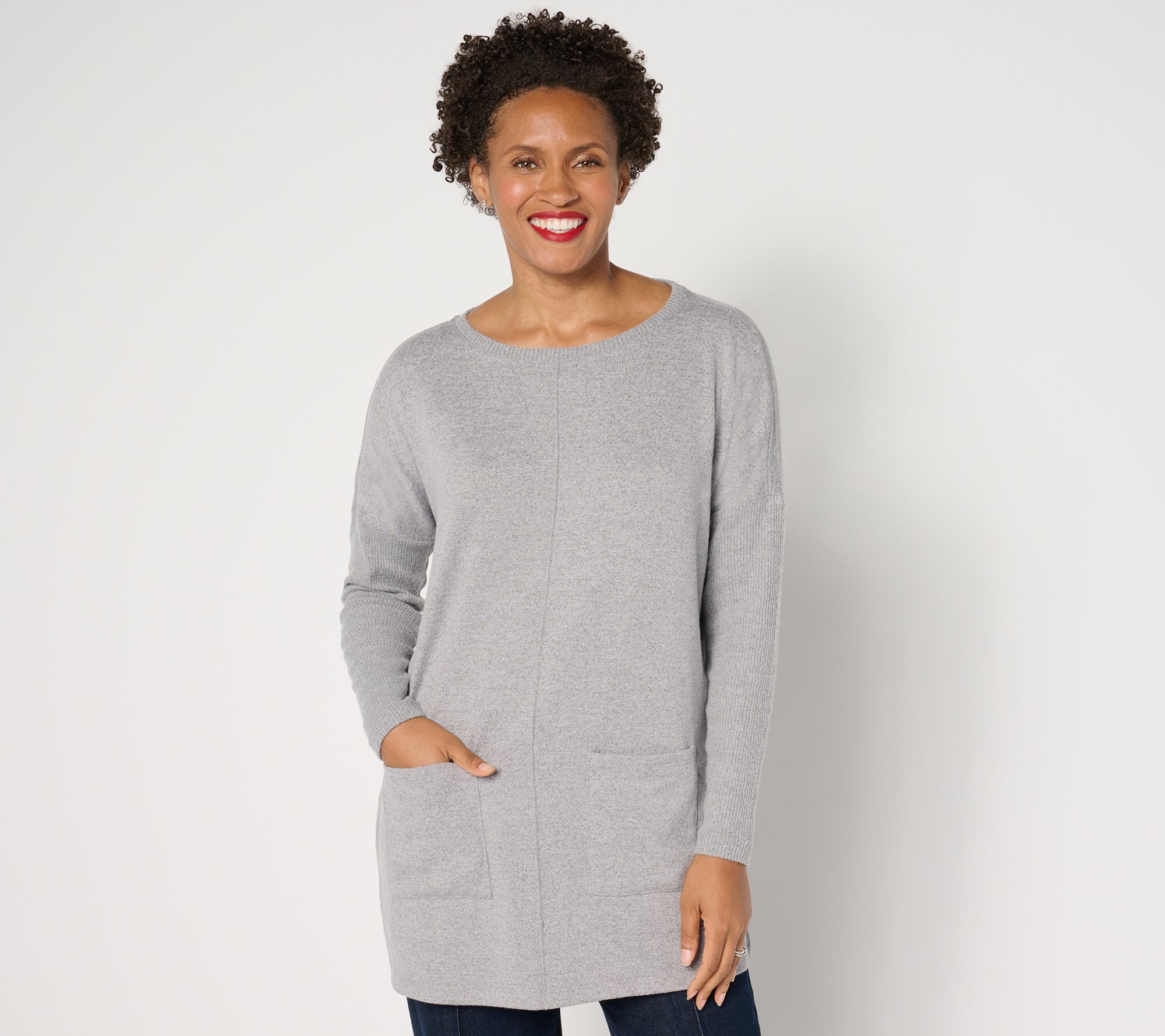 Denim & Co. Heavenly Jersey Regular Relaxed Fit Boatneck Tunic