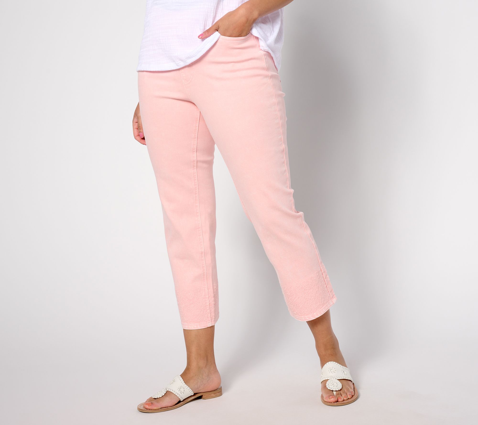 Isaac Mizrahi Live! Petite True Denim Straight Jeans w/ Embroidery