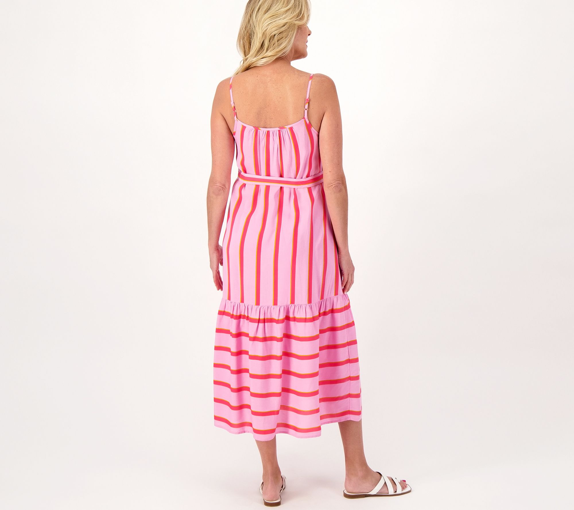 As Is Destination 365 Stripe Tank Dress With Self Belt 3732