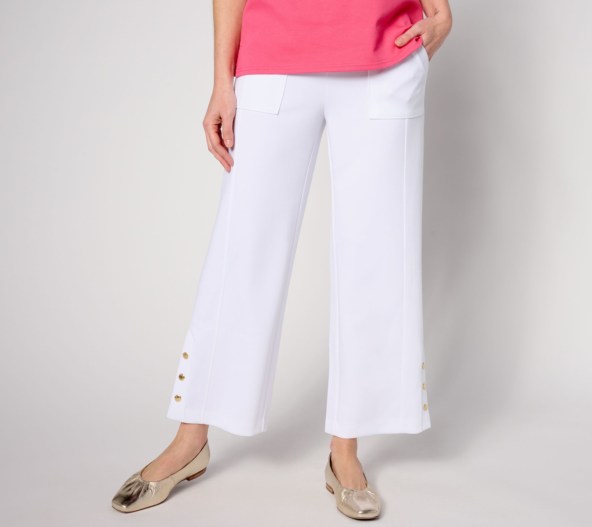 Isaac Mizrahi Live! Tall Clubhouse Scuba Knit Wide Leg Ankle Pants
