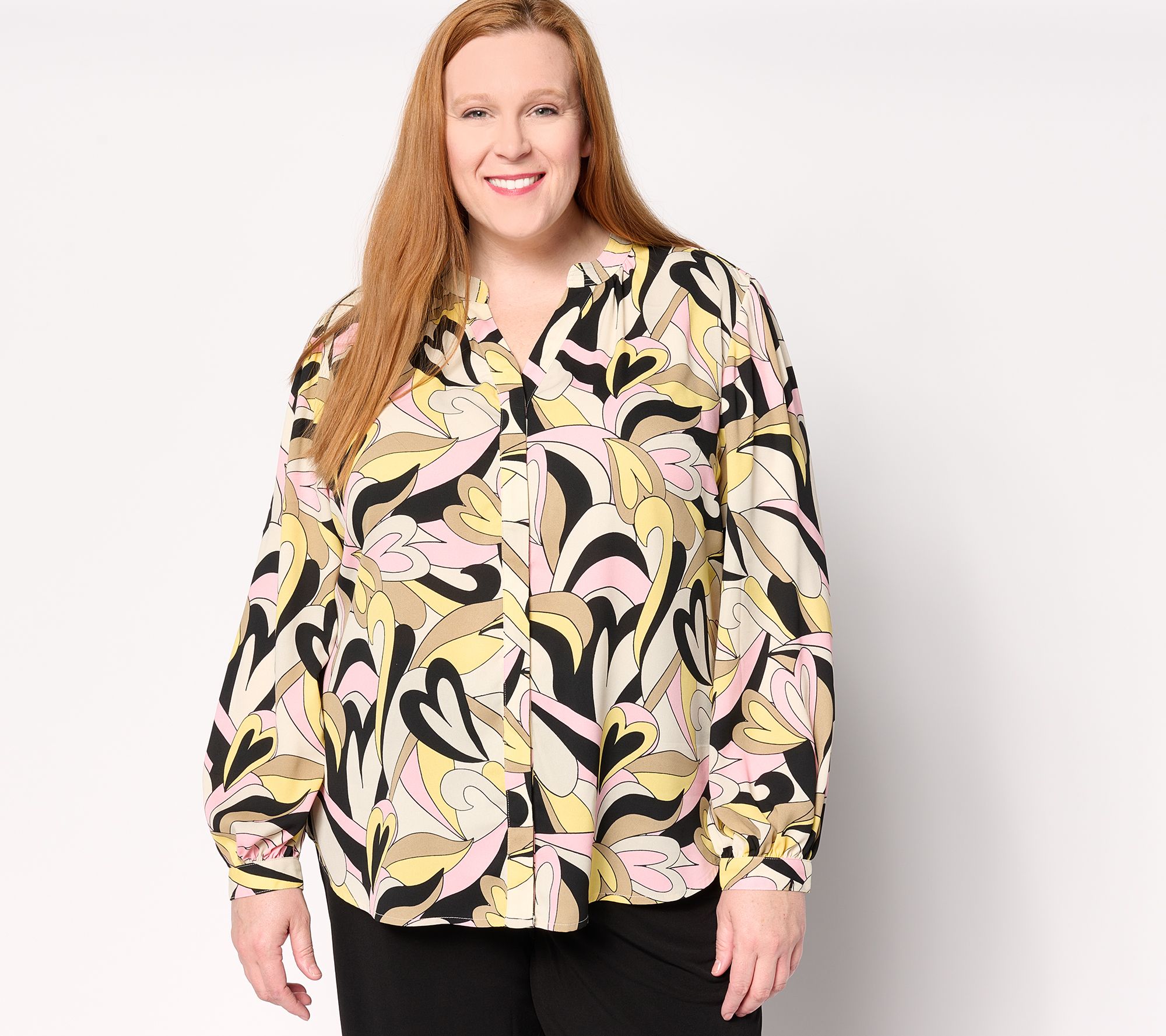Belle by Kim Gravel Mod Amore Split V-Neck Blouse