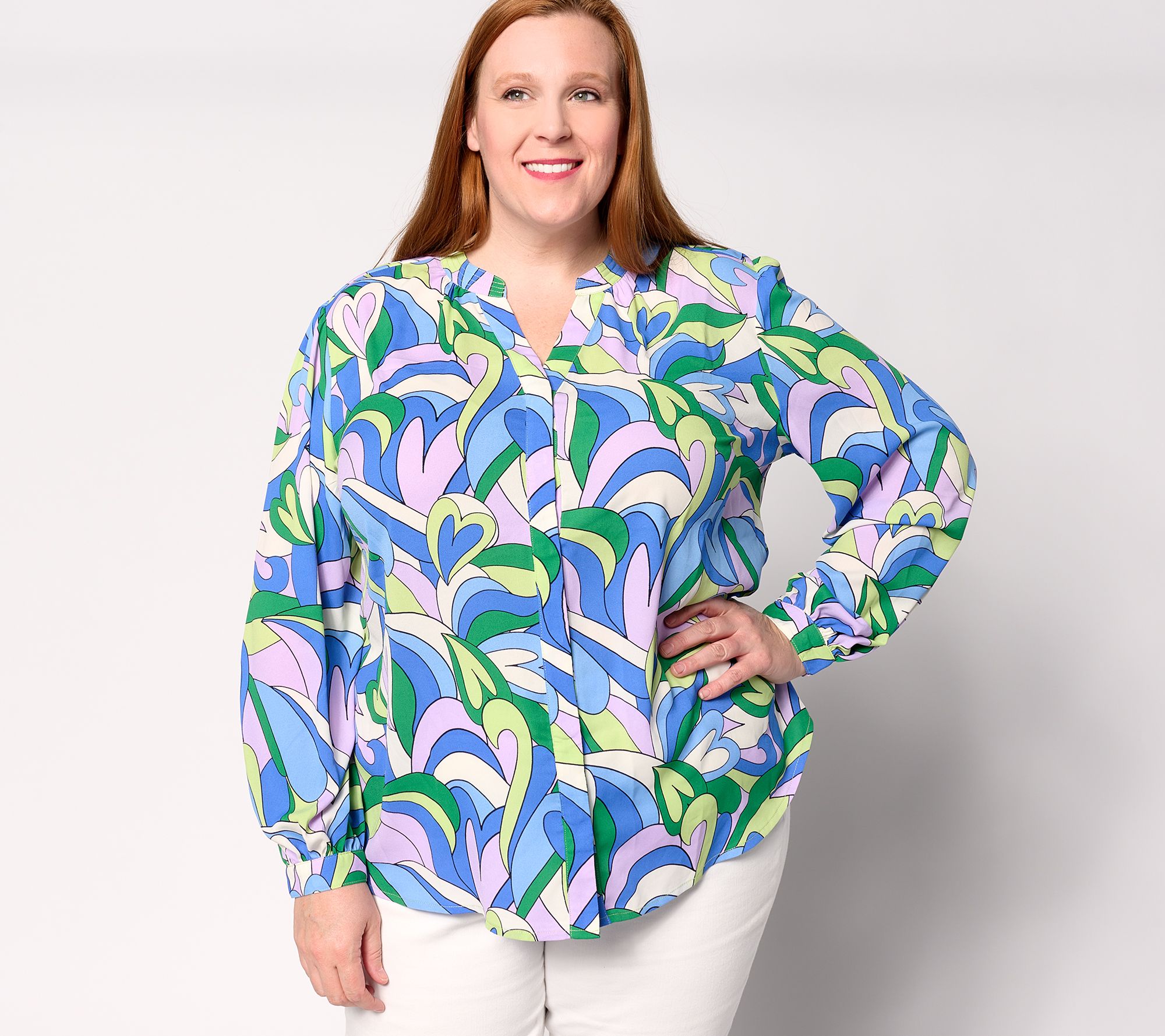Belle by Kim Gravel Mod Amore Split V-Neck Blouse