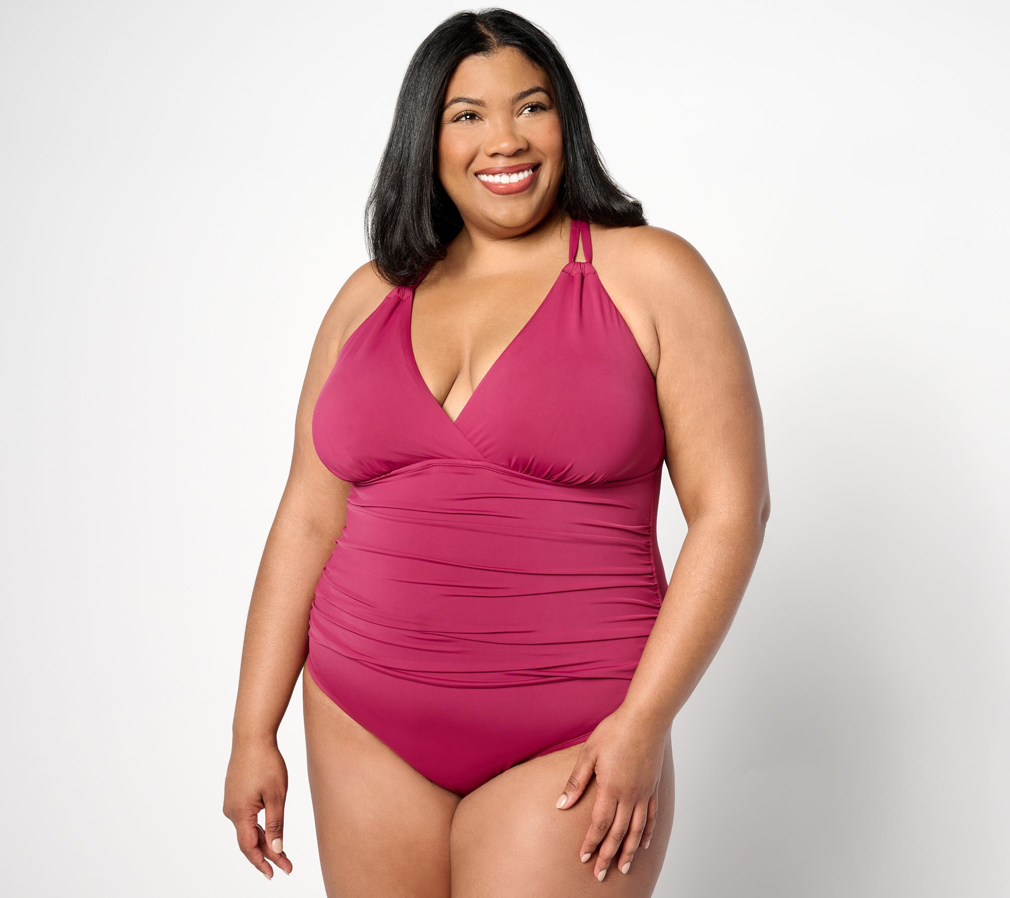 Jantzen Surplice Neck Strappy Back One-Piece Swimsuit