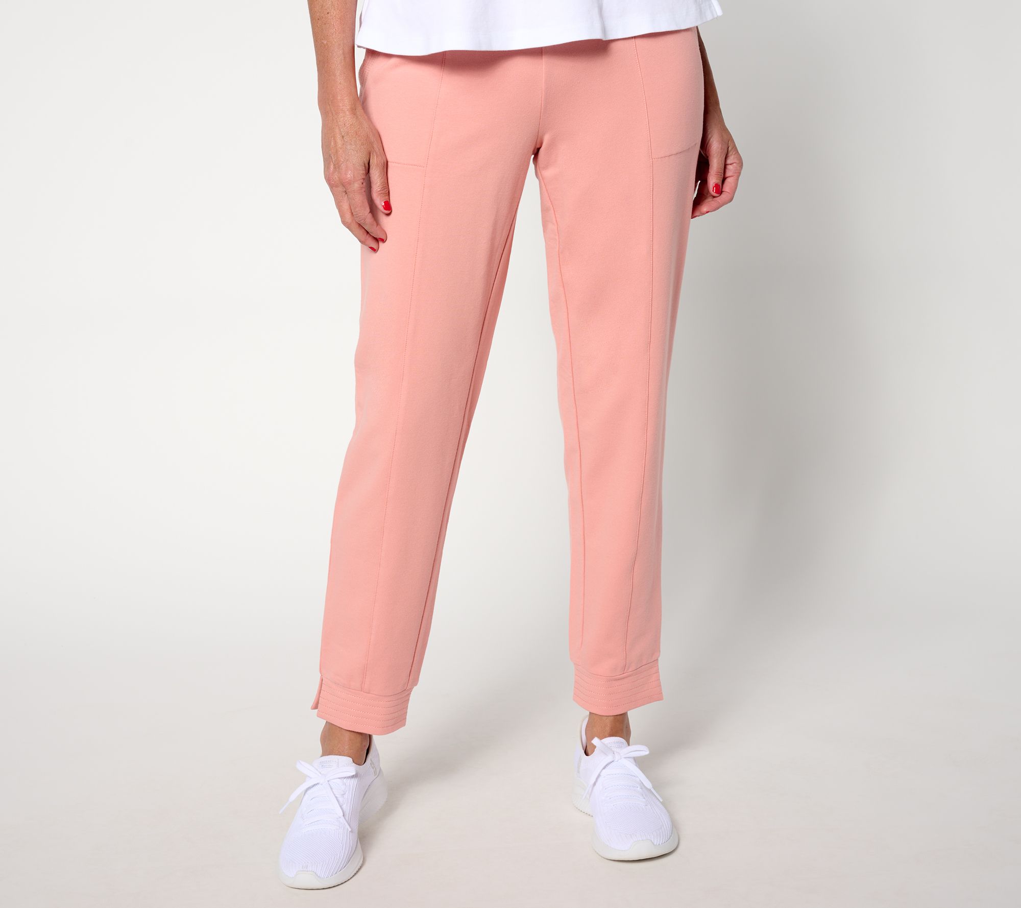 Denim & Co. Active Regular French Terry Slim Straight Ankle Pant