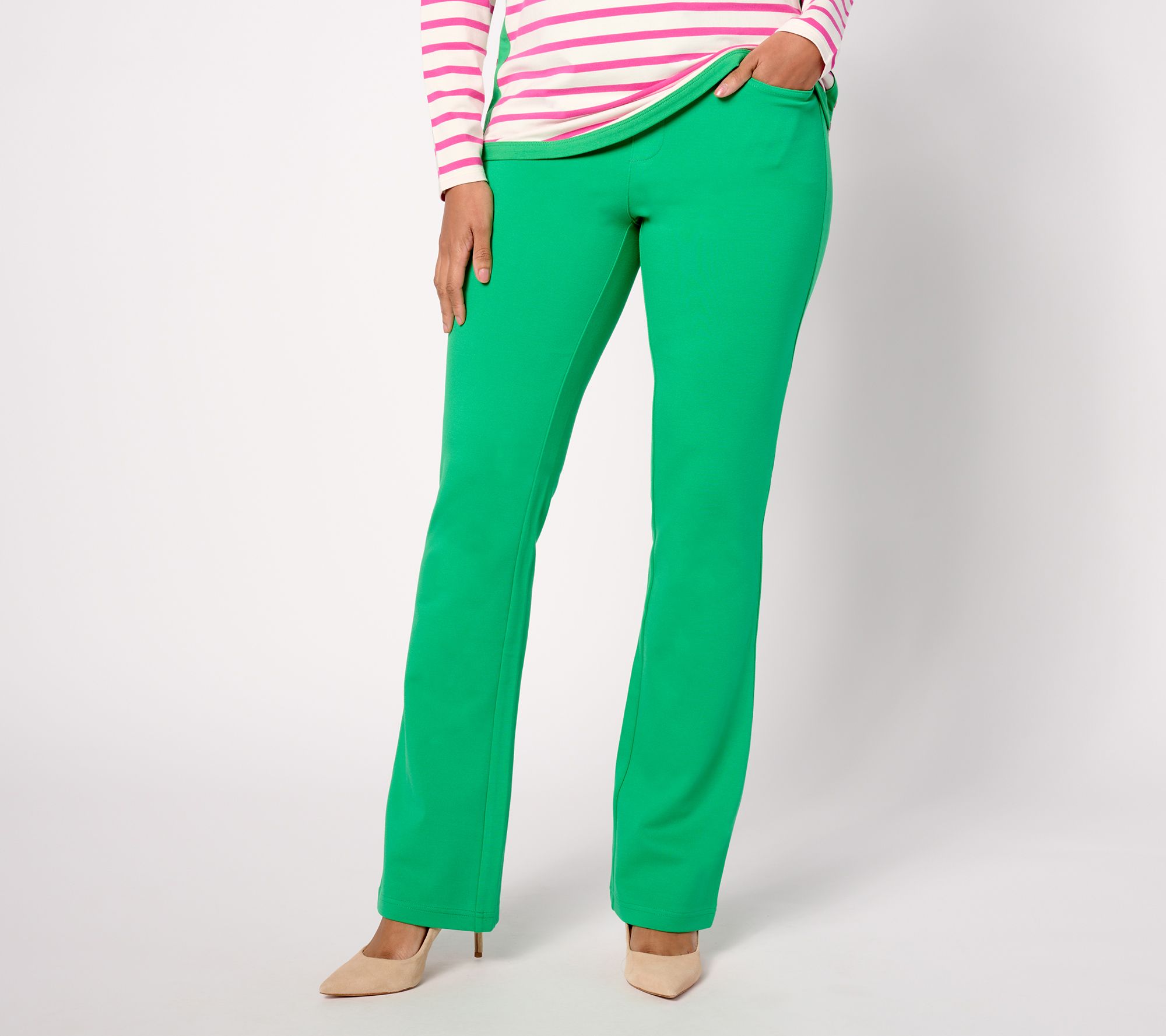 "As Is" Belle by Kim Gravel Petite Ponte Sailor Boot Cut Pants