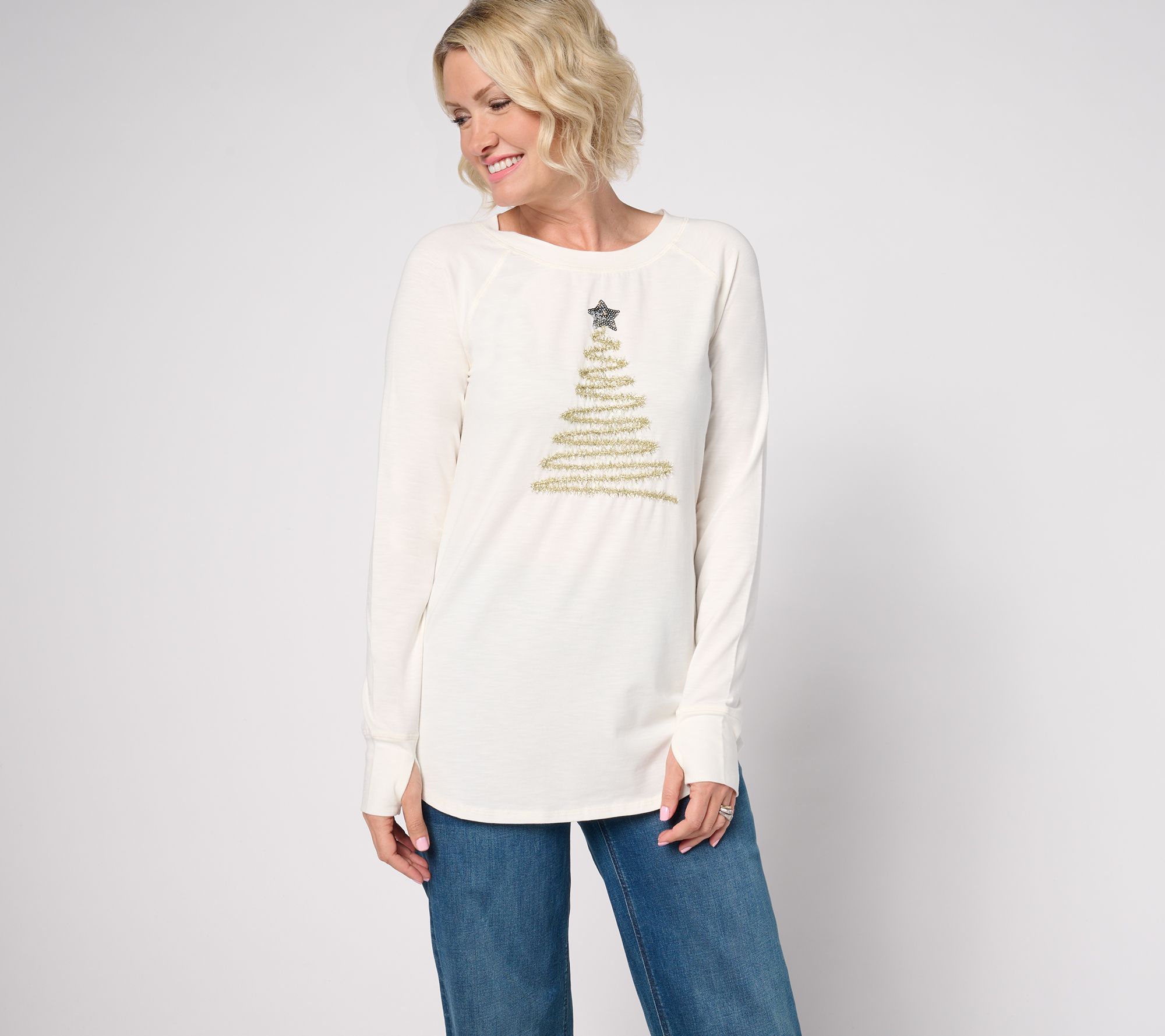 Jingle Belles by Kim Gravel Tinsel Tree Slub Top
