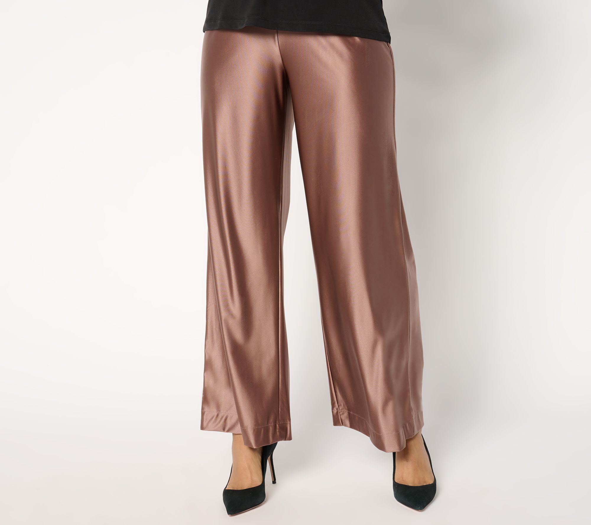 Attitudes by Renee Regular Fluid Satin Pull On Wide-Leg Pants