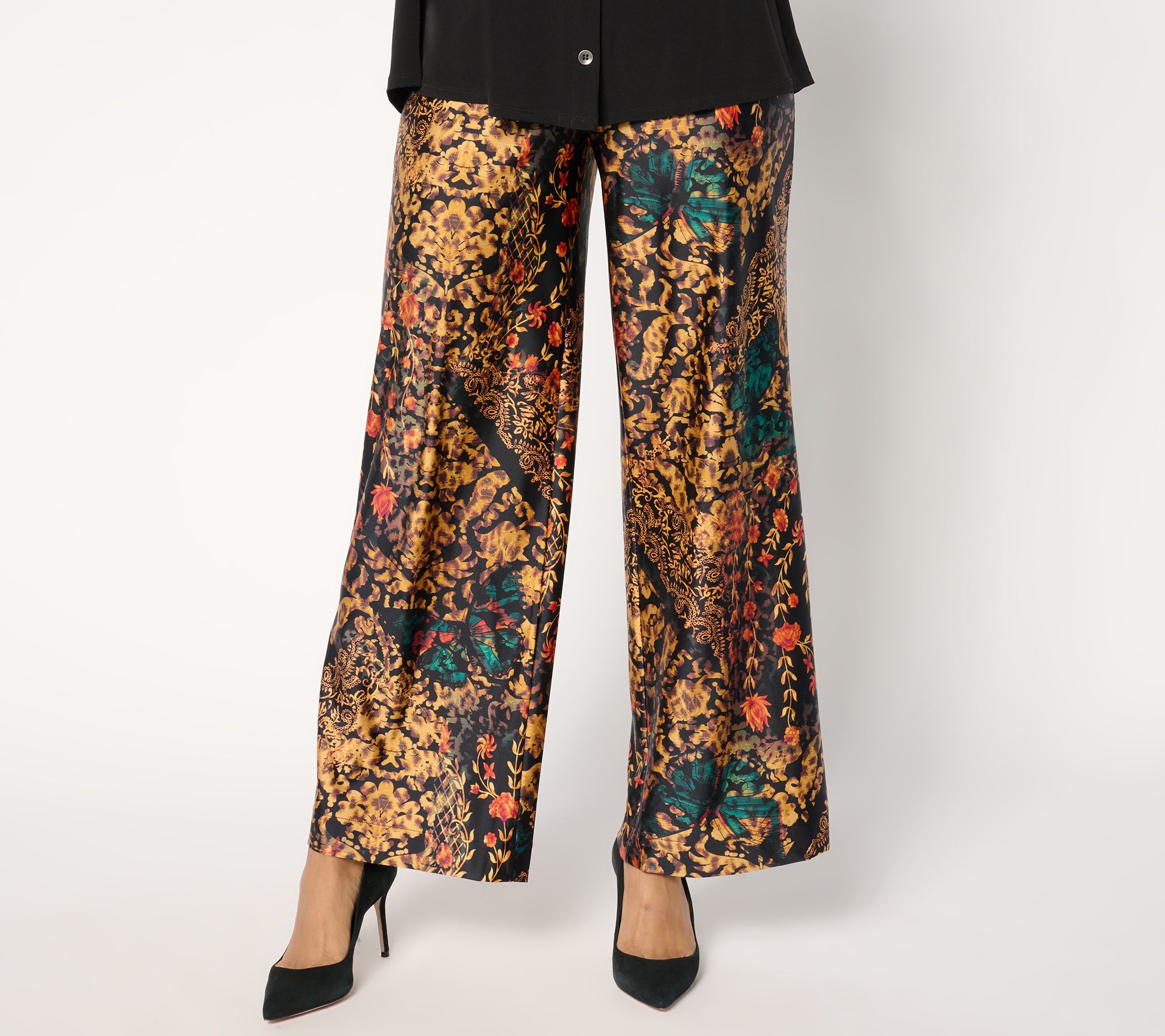 Women with Control Regular Fluid Satin Pull-On Wide Leg Pants