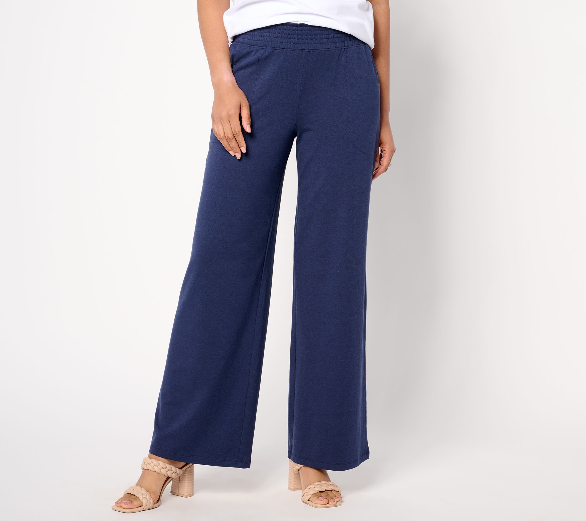 "As Is" Denim & Co. By the Beach Petite Jersey Full Length Pant