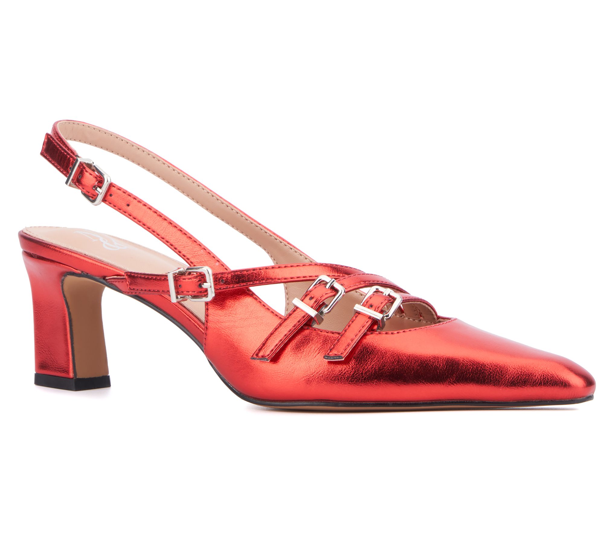 New York & Company Women's Imari Slingback Bucke Detail Heels