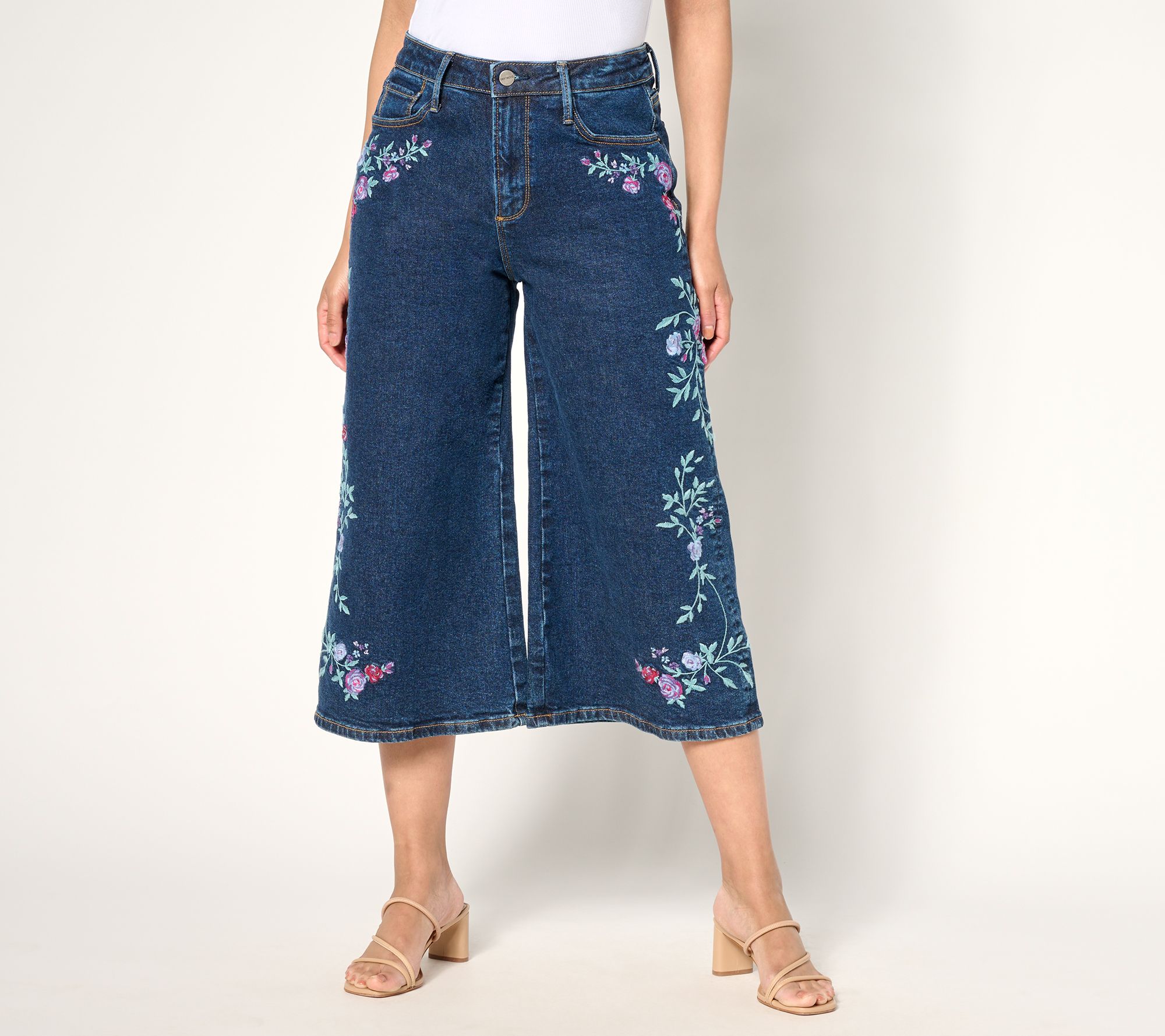 Driftwood Jeans Amie Embroidered Culotte Jean - Bold Blossom