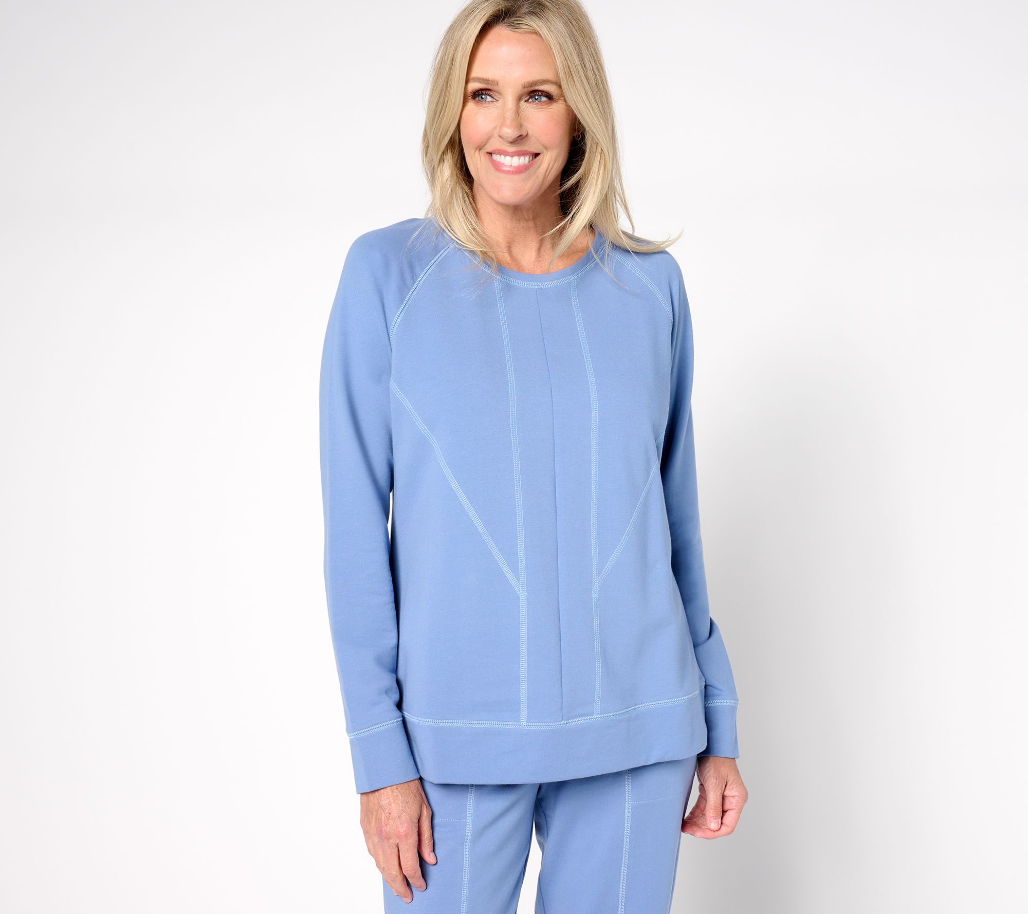 Denim & Co. Active French Terry Round Neck Pullover