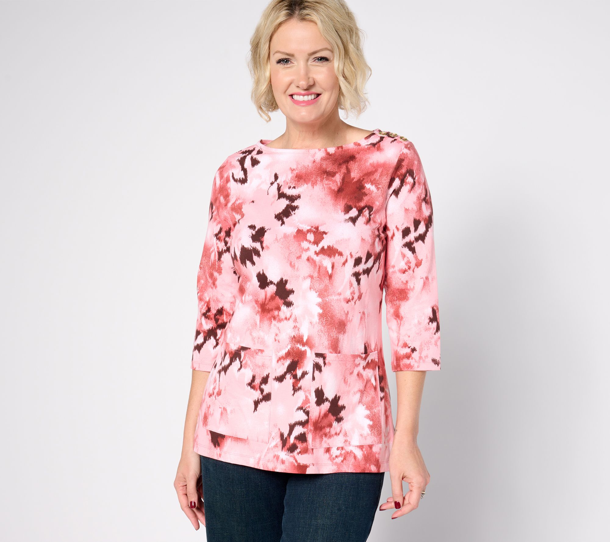 Denim & Co. Petite Perfect Jersey Boat Neck Tunic