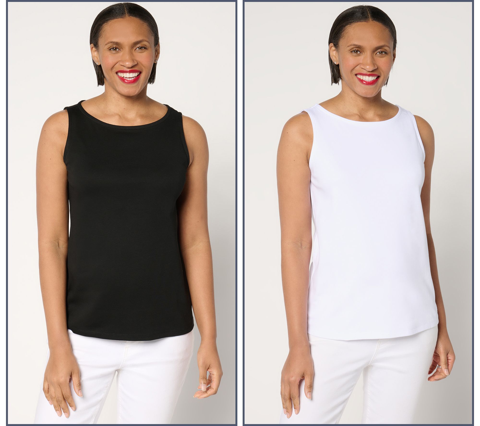 Isaac Mizrahi Live! Essentials Set of 2 Pima Cotton Tanks