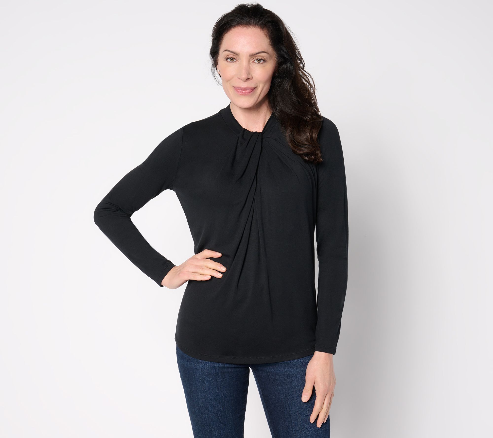 "As Is" BEAUTIFUL by Lawrence Zarian Twisted Neck Long Sleeve Top