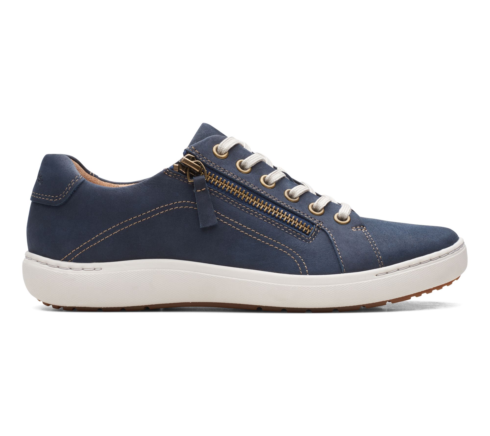 Clarks Nubuck Side Zip Sneaker- Nalle Lace