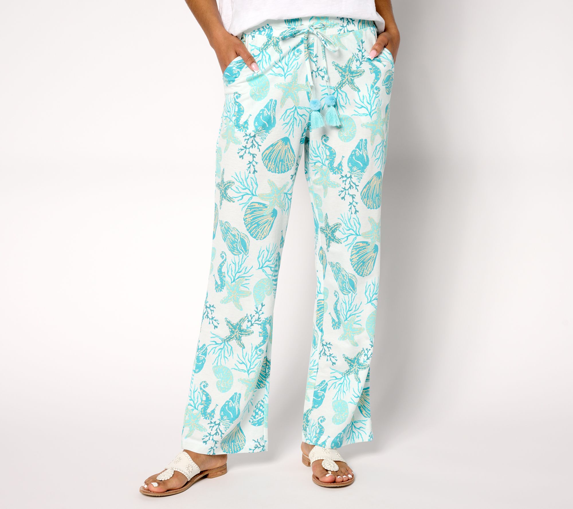 Belle Beach by Kim Gravel Regular Cabana Knit Shell Beach Pants
