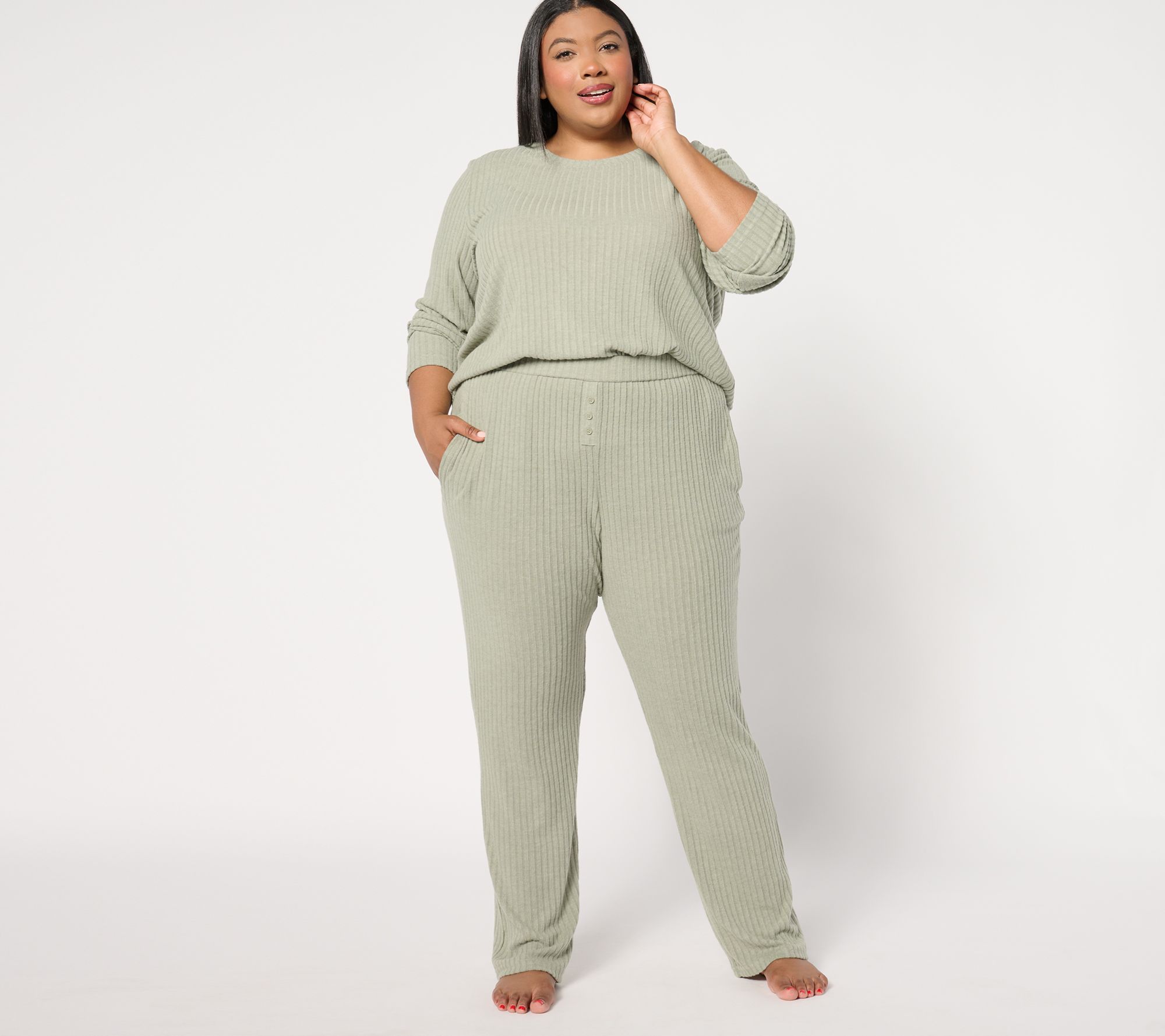 "As Is" Berkshire Homewear Long Sleeve & Pant Hacci Set