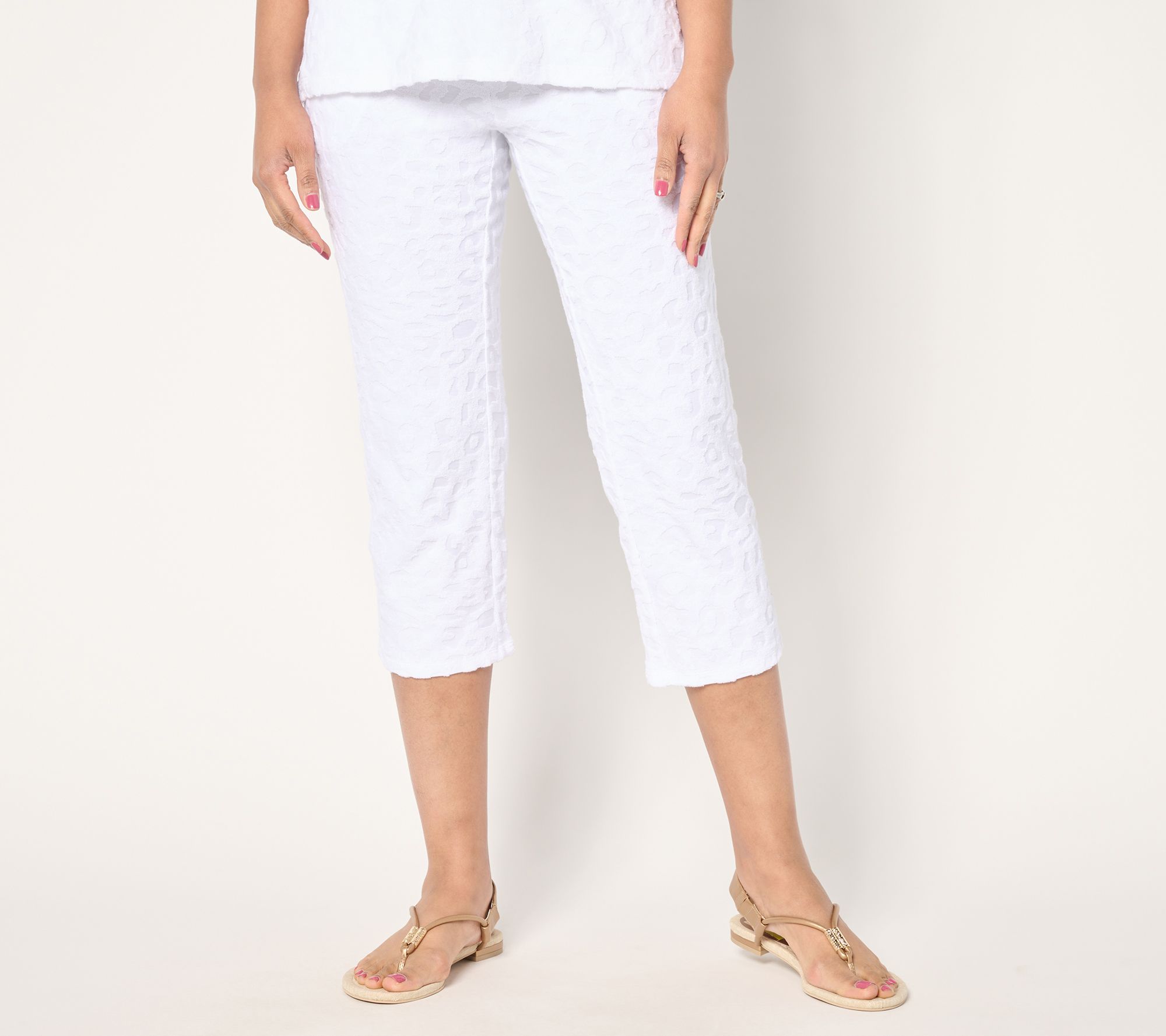 Belle Beach by Kim Gravel Petite Poolside Terry Animal Crop Pant