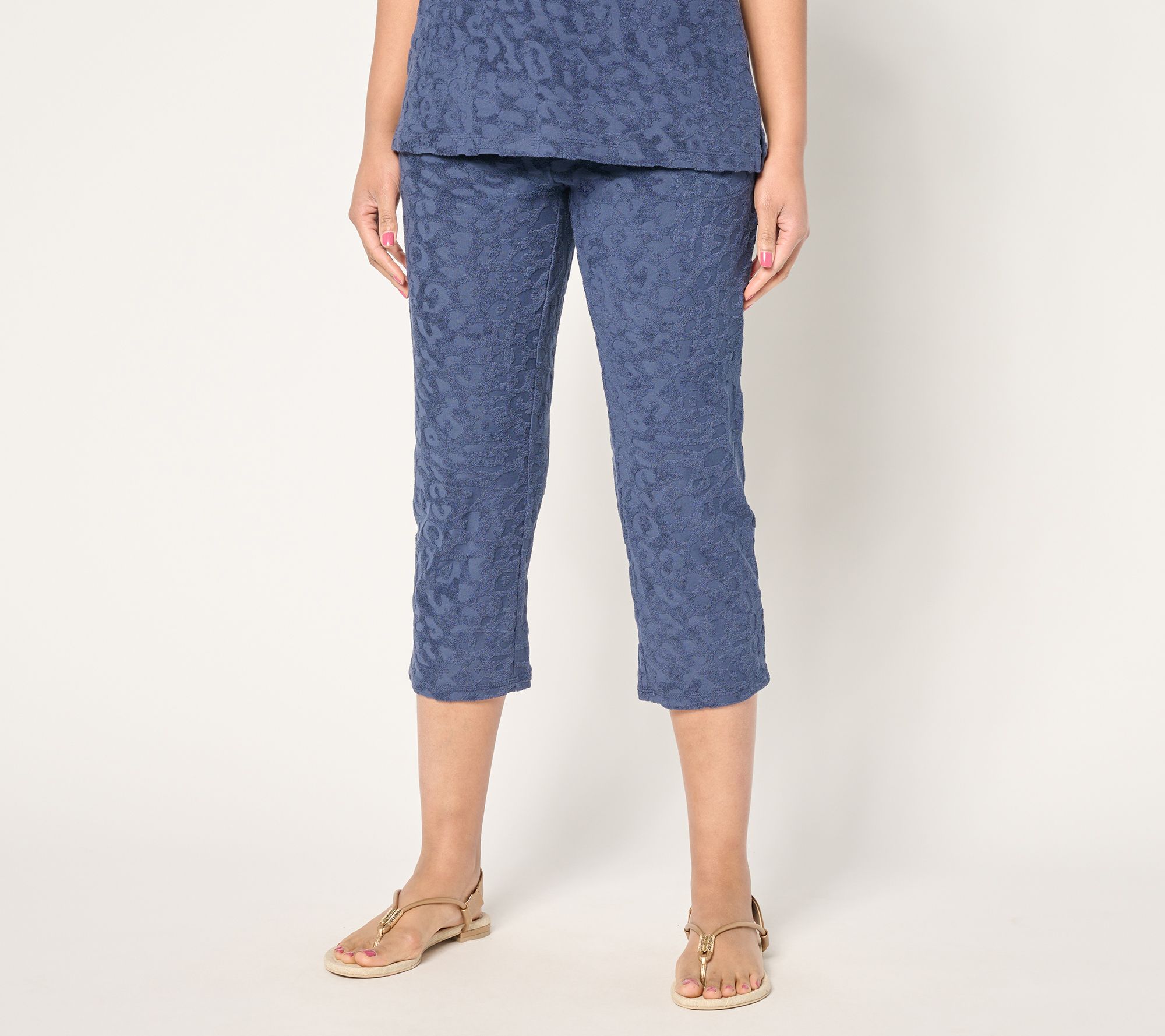 Belle Beach by Kim Gravel Petite Poolside Terry Animal Crop Pant