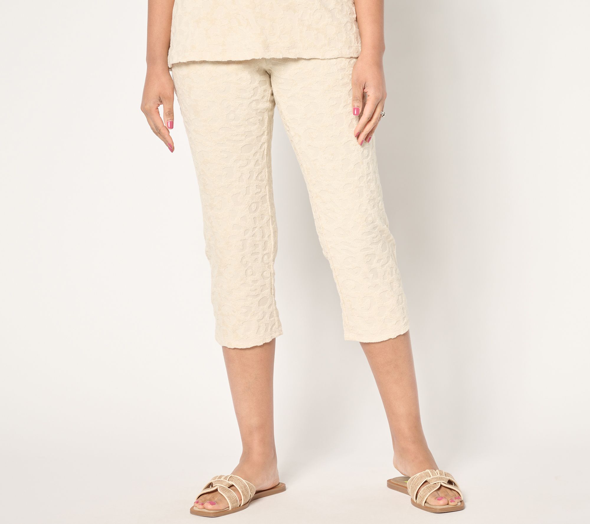 Belle Beach by Kim Gravel Petite Poolside Terry Animal Crop Pant