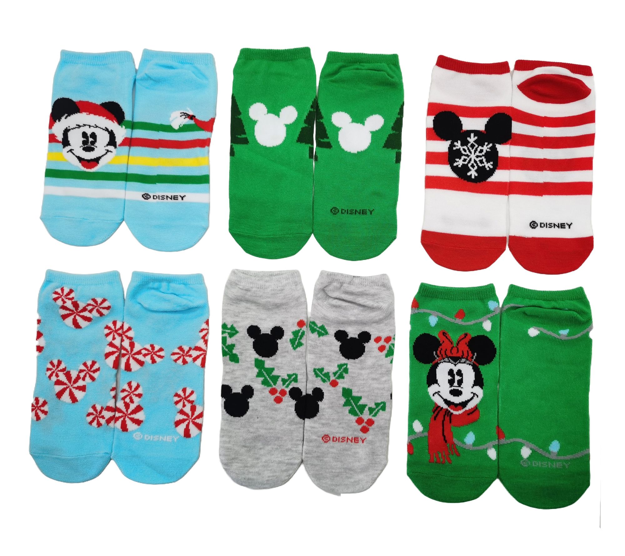 Mickey Mouse Ladies' 6-Pack No-Show Socks in Ornament Gift Box