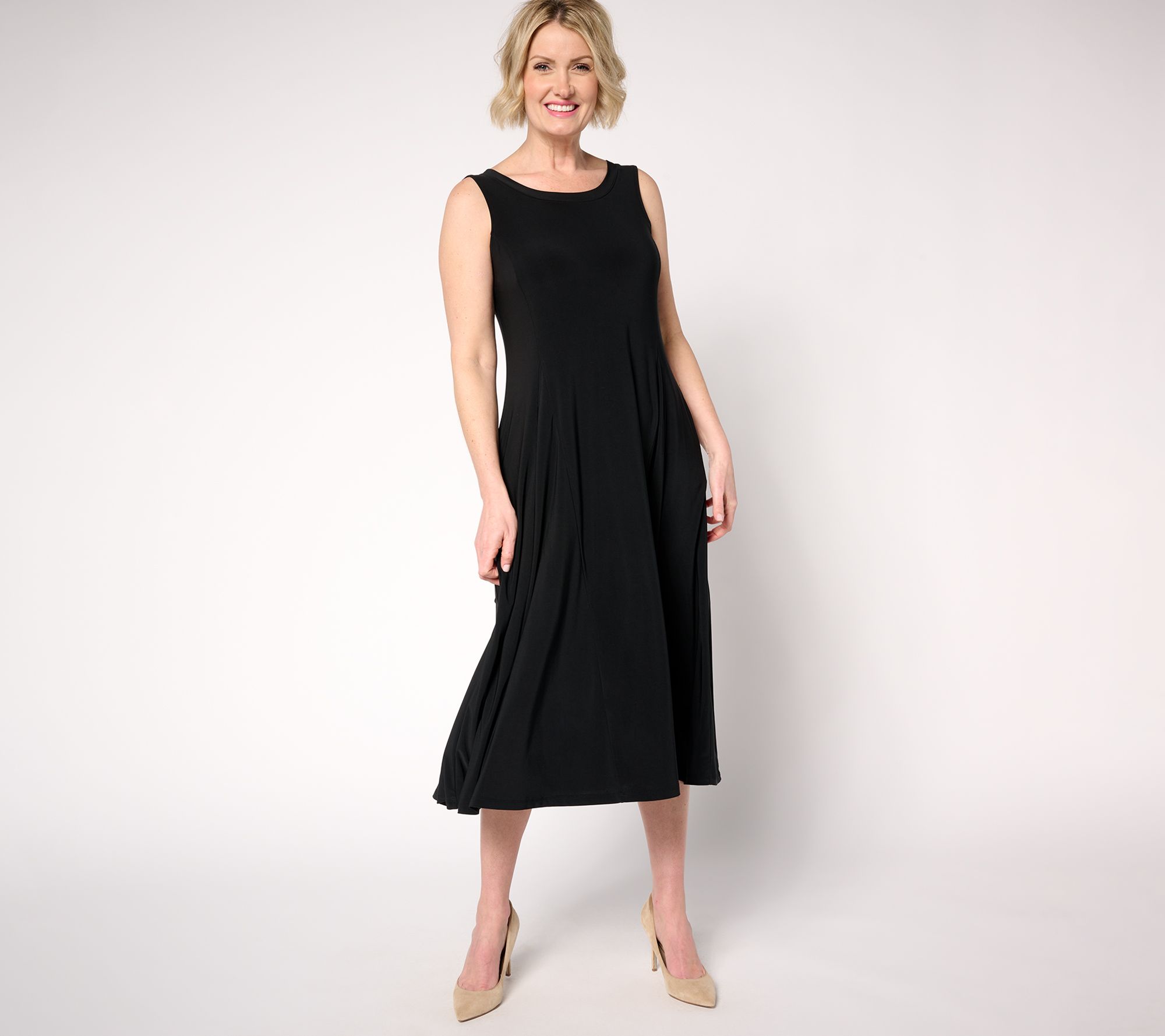 Attitudes by Renee Regular Como Jersey Godet Midi Dress