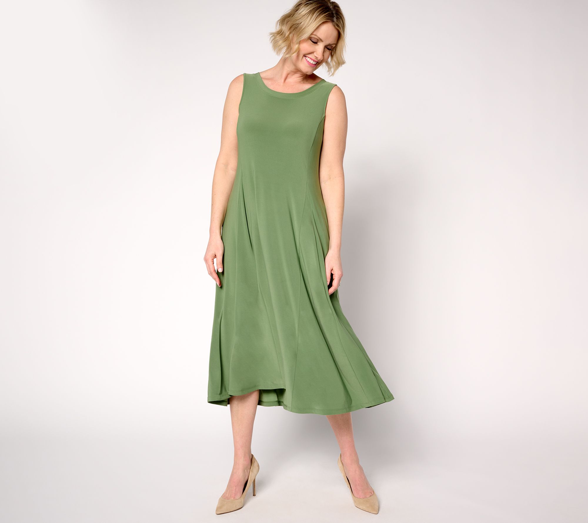 Attitudes by Renee Regular Como Jersey Godet Midi Dress