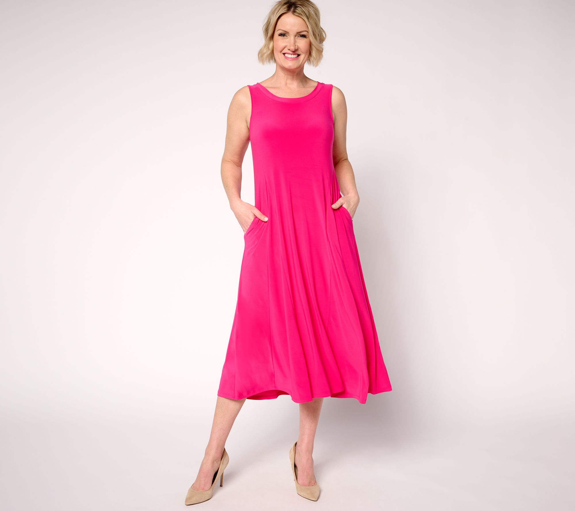 Attitudes by Renee Regular Como Jersey Godet Midi Dress