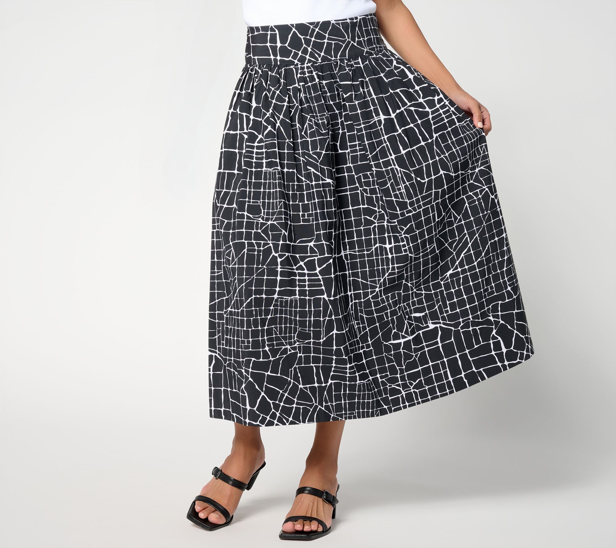 Me by Jennie Garth Petite Printed City Map Midi Skirt
