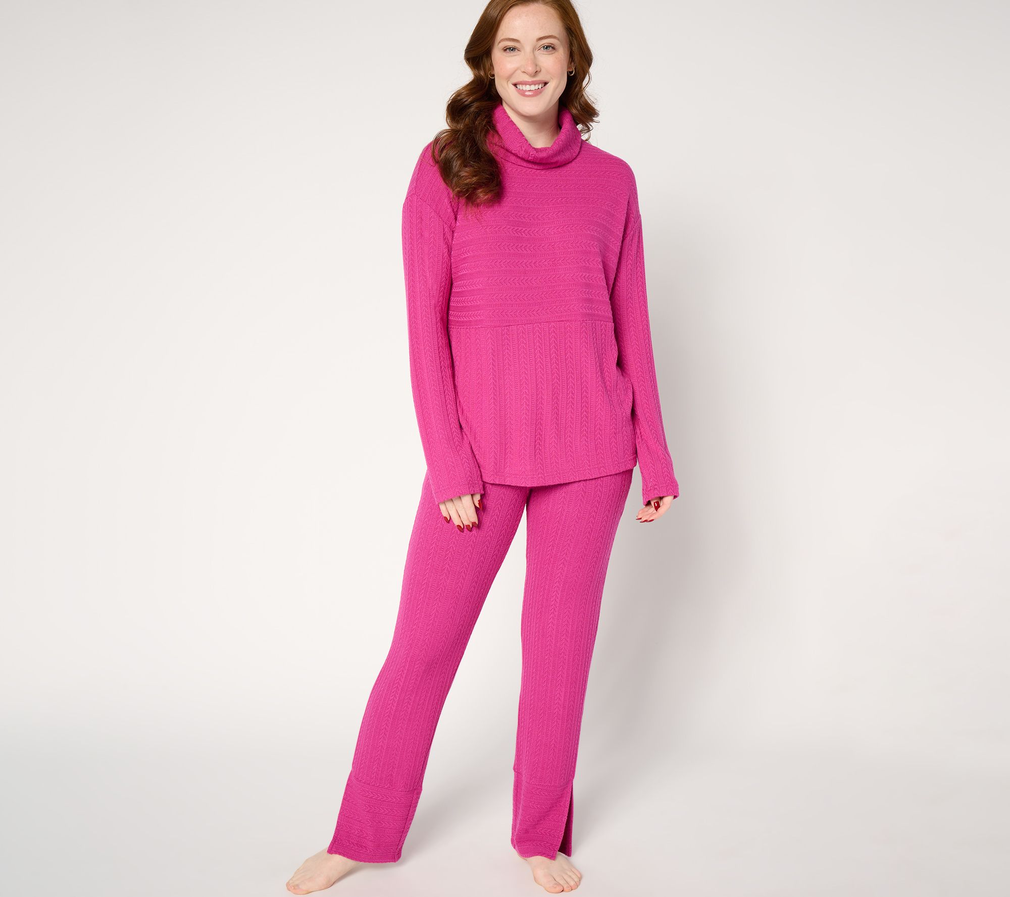 "As Is" MUK LUKS Regular Cable Knit Extreme Comfort Lounge Set