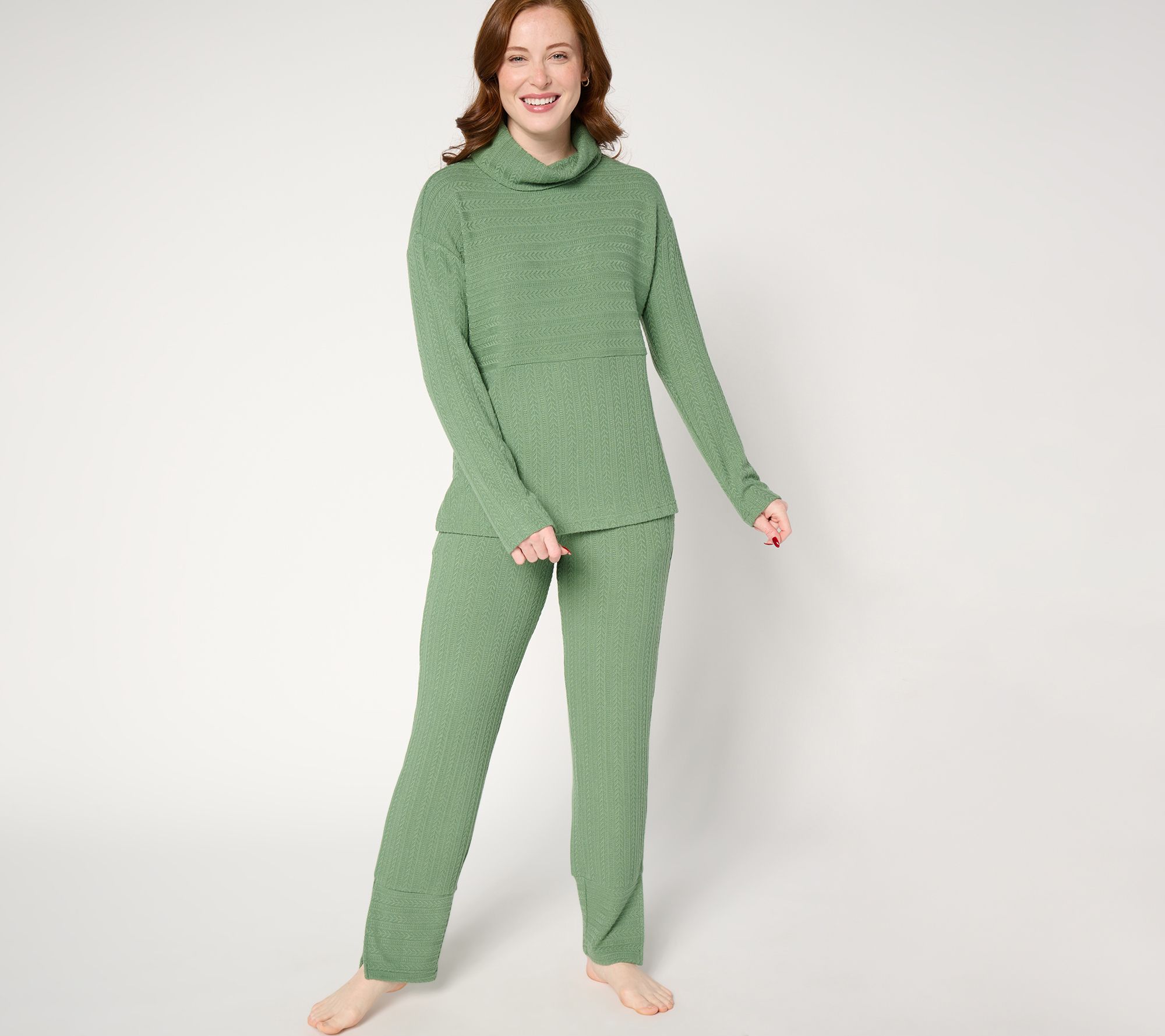 "As Is" MUK LUKS Regular Cable Knit Extreme Comfort Lounge Set